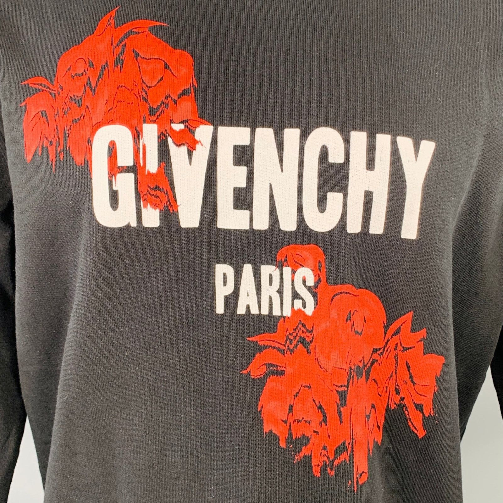 Givenchy Black Red Logo Cotton Cuban Fit Crew Neck Sweatshirt Size US M / EU 48-50 / 2 - 2 Thumbnail