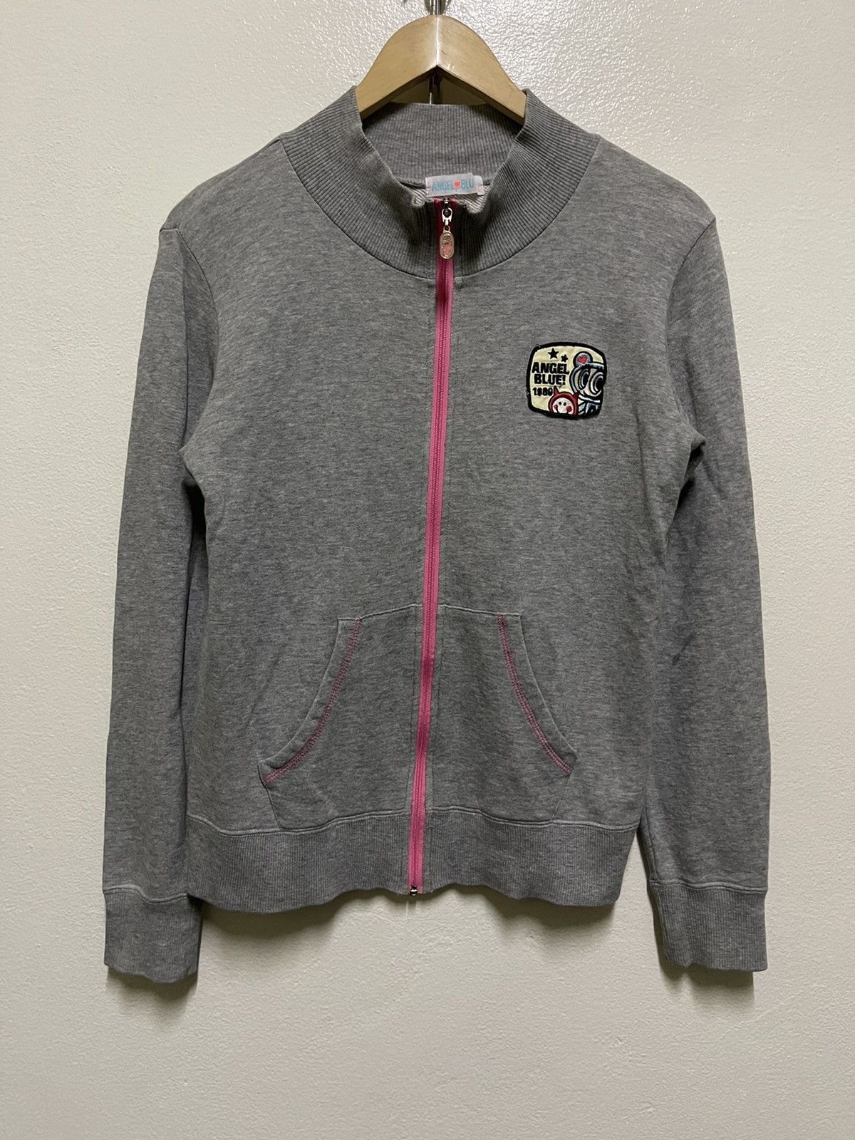 image of Angel Blue Zipper Sweater in Grey, Men's (Size Large)