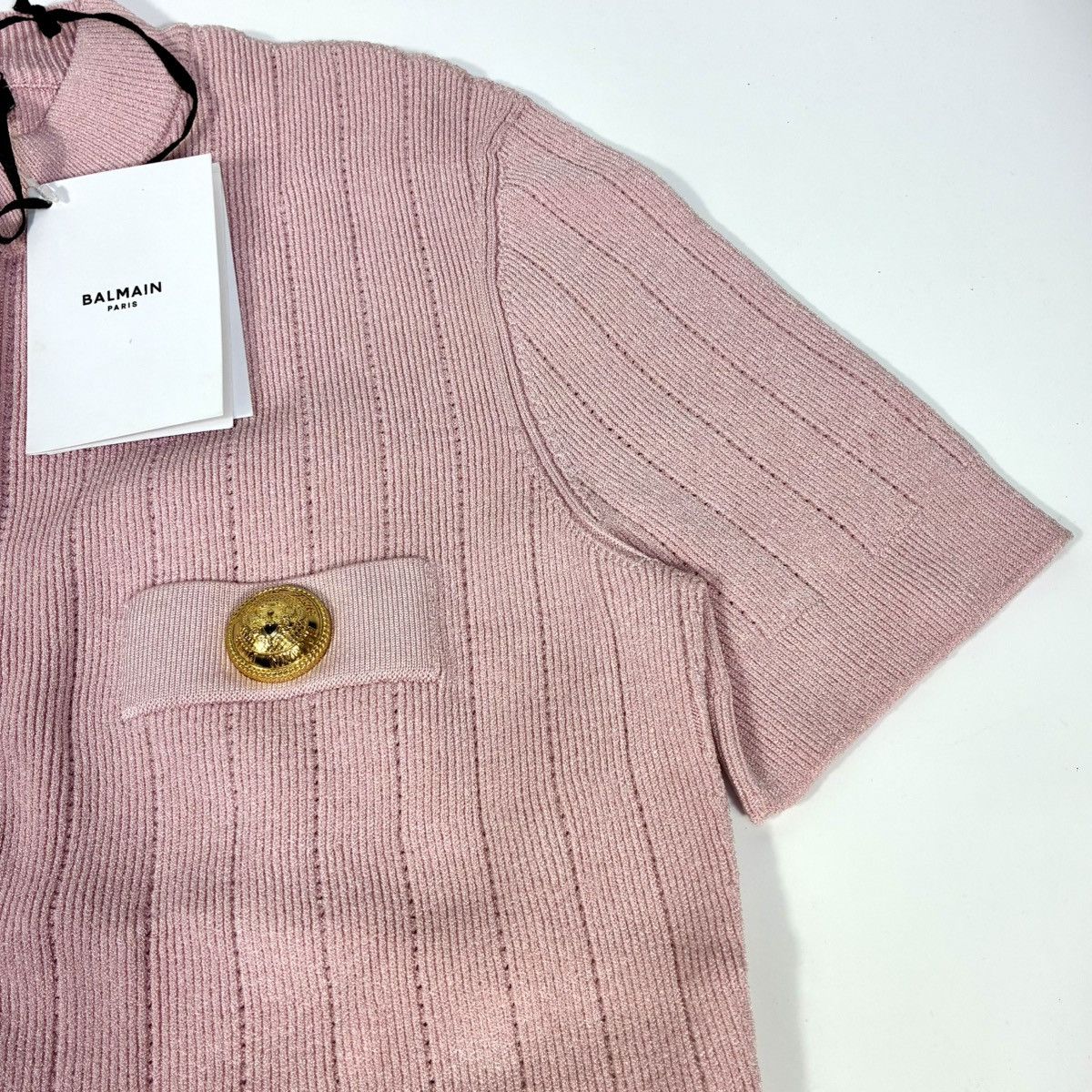 Balmain Balmain Knitted Four Pocket Short Sleeve Cardigan FR 40 Pink Size M / US 6-8 / IT 42-44 - 13 Thumbnail