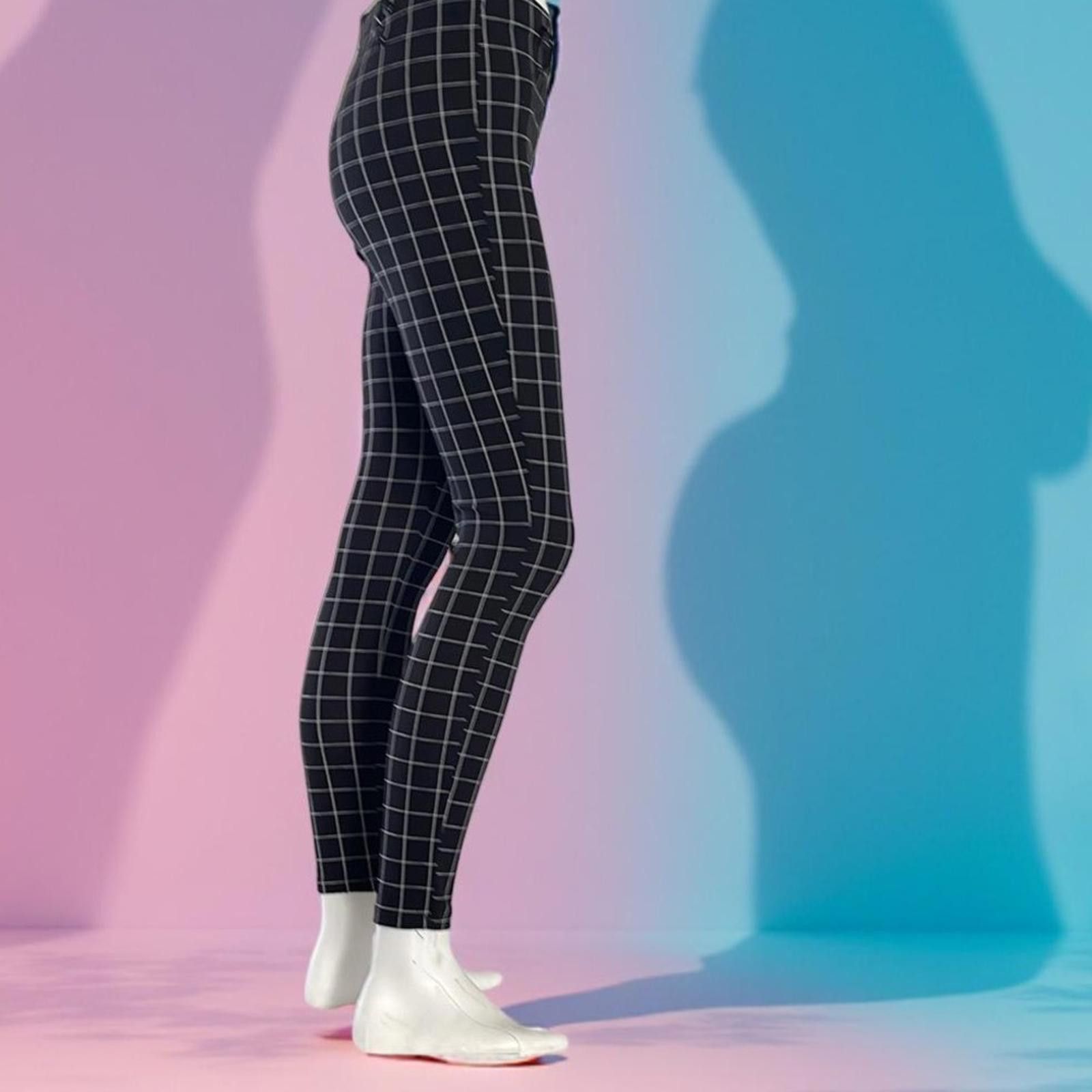 Other Cherry Mellow Women's Black Checkered stretch Pants size 4 Size 27" / US 4 / IT 40 - 3 Thumbnail