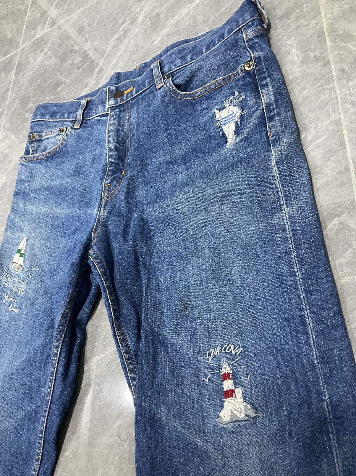 If Six Was Nine × Japanese Brand × Vintage Sina Cova Lupi Di Mare Denim Pants SC Size US 33 - 8 Thumbnail