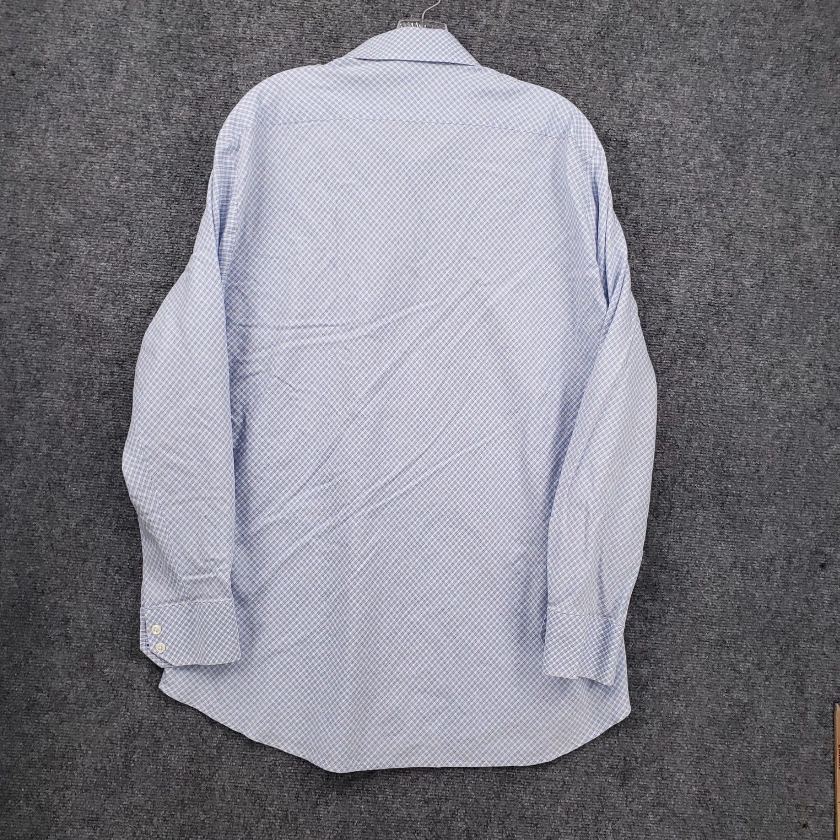Hugo Boss HUGO BOSS Dress Shirt Mens 17 Blue Plaid Long Sleeve Button Up 100% Cotton Collared Shirt Size 17 Regular Chest 46in Business Casual Women? Mens Size 46R - 2 Thumbnail
