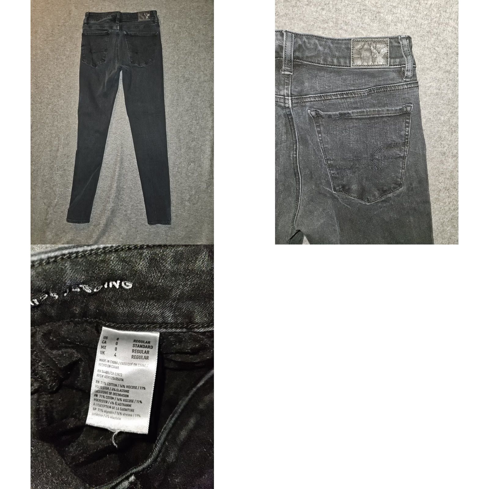 American Eagle Outfitters American Eagle Jegging Women's 0 Black High Rise 360 Super Stretch Preppy Size 25" / US 0 / IT 36 - 8 Thumbnail