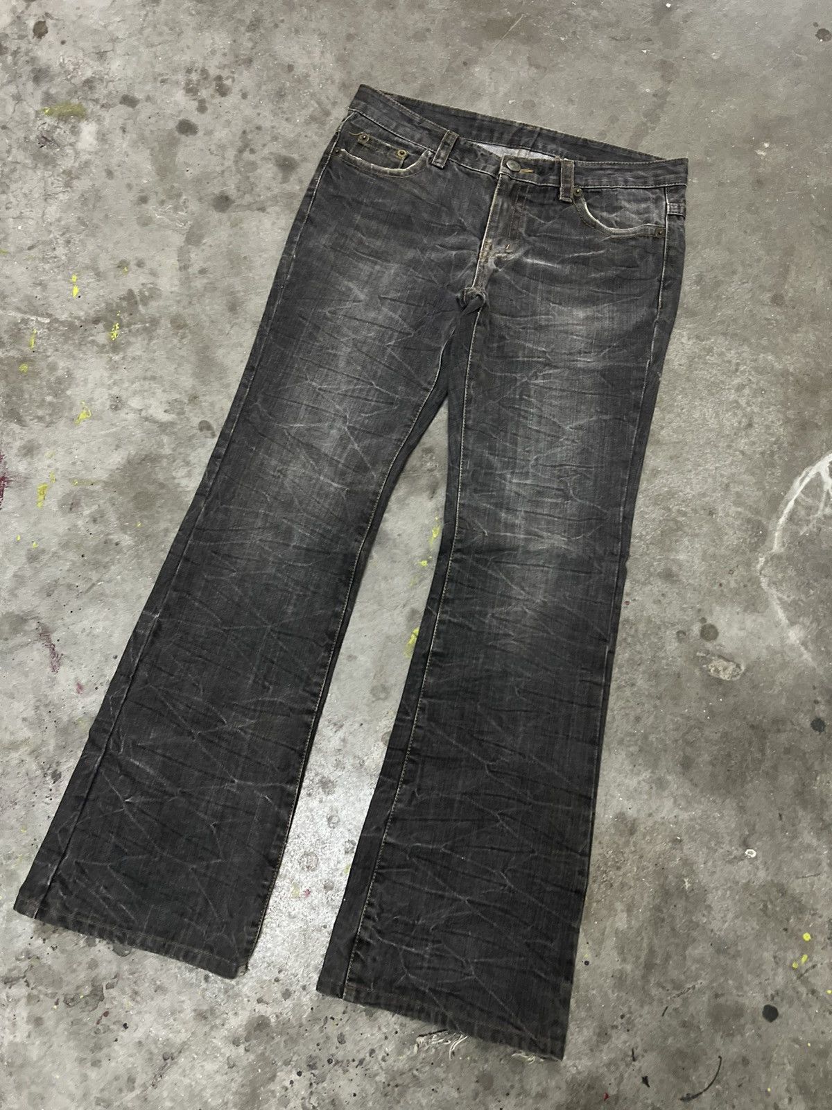 Japanese Brand × Vintage FLARED🔥UNKNOWN DISTRESSED DENIM PANT Size US 33 - 5 Thumbnail