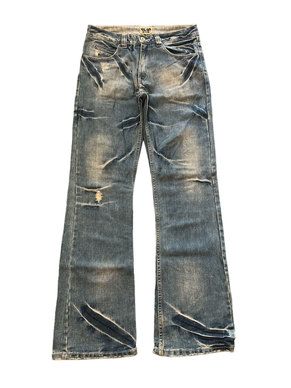 If Six Was Nine FLARED💥NYLAUS DISTRESSED DENIM PANT Size US 30 / EU 46 - 1 Thumbnail