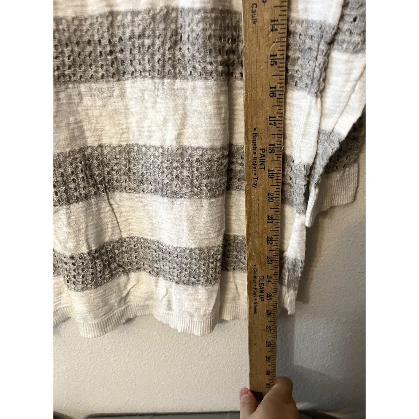 Express Express Tunic Top for Women Large Gray Striped 3/4 Sleeve Boat Neck Cotton Breathable Casual Size L / US 10 / IT 46 - 4 Thumbnail
