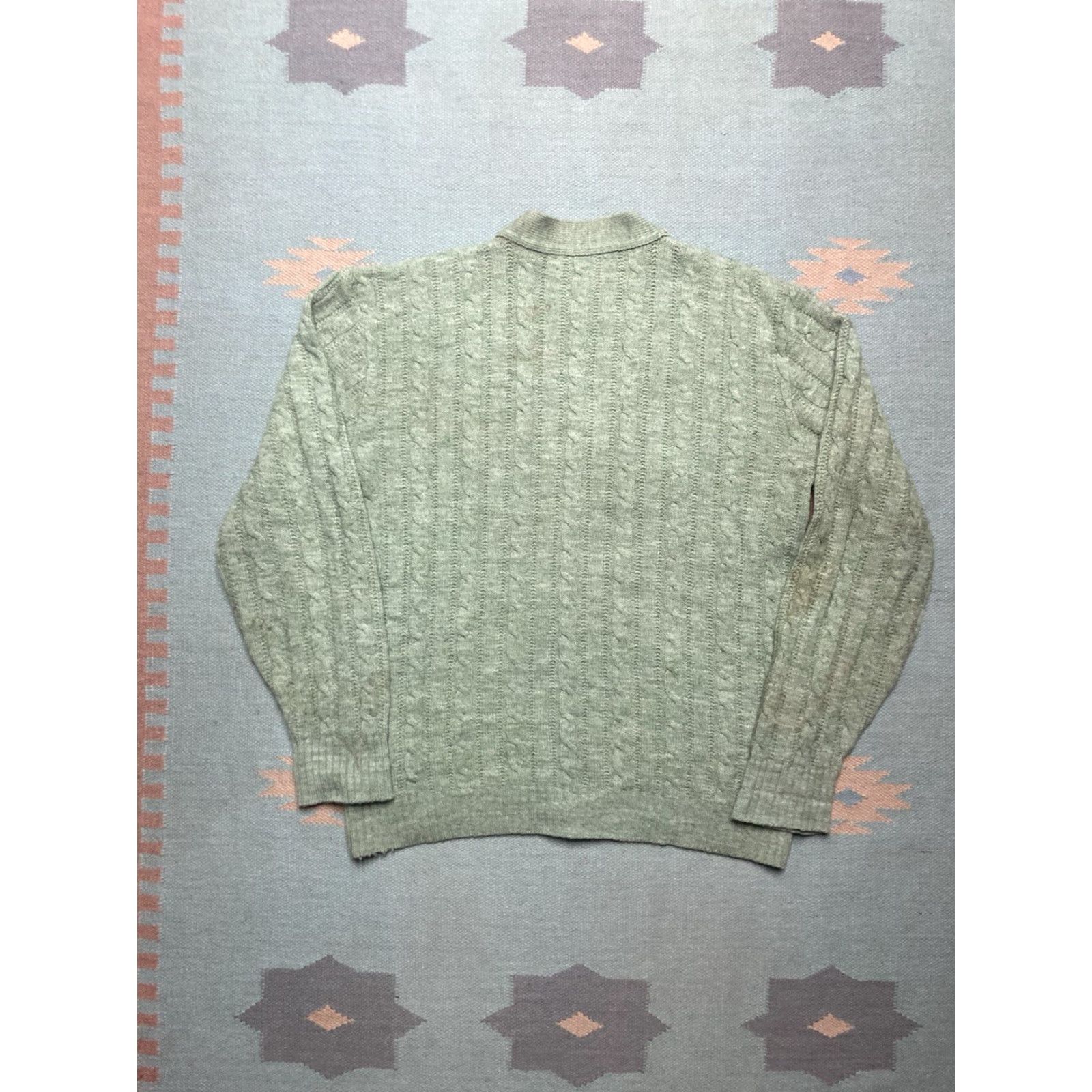 Vintage VINTAGE 60s cardigan sweater cable knit wool blend button front mint green large Cardigan Men L Green Knit Wool 60s Buttons Mens Size US L / EU 52-54 / 3 - 5 Thumbnail