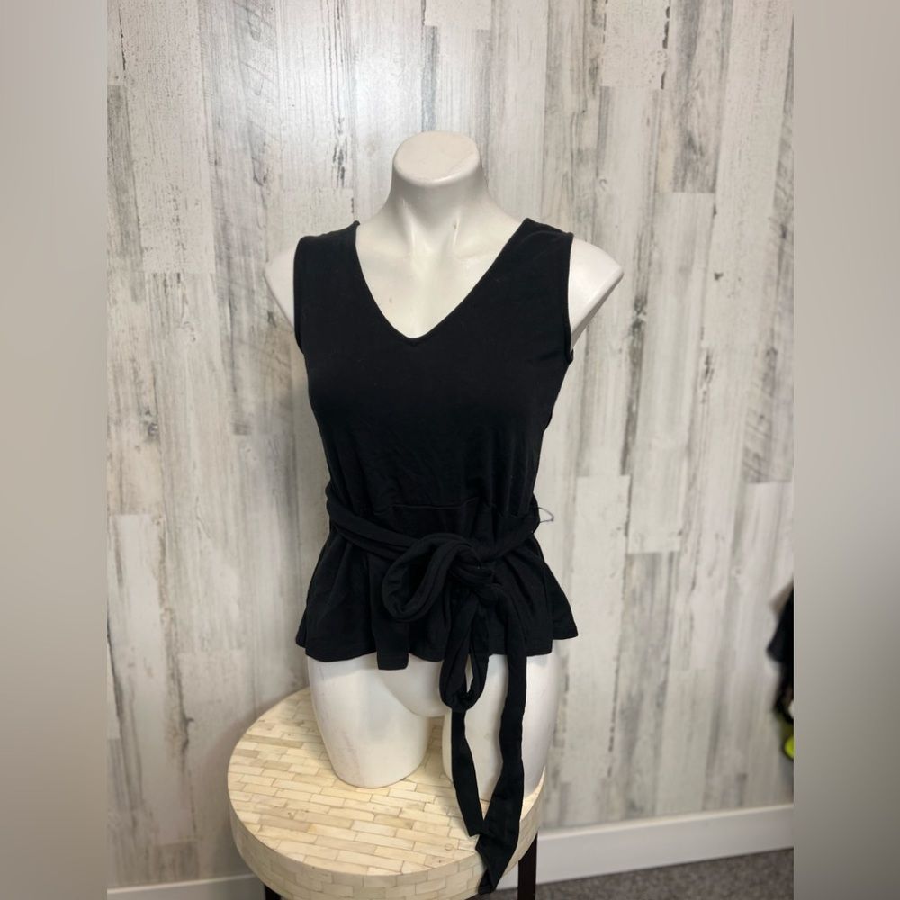 J.Crew J.Crew Black Sleeveless Peplum Top with Tie Waist – XS Size S / US 4 / IT 40 - 1 Thumbnail
