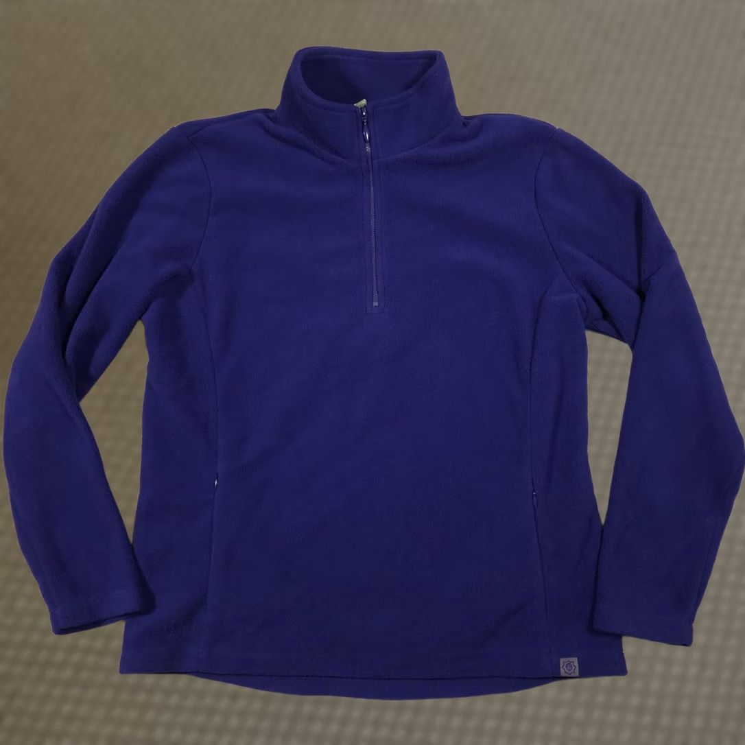 Vintage ButterFleece Sweater Womens Large Blue Fleece 1/4 Zip Mock Neck Pullover Pockets Size L / US 10 / IT 46 - 1 Thumbnail