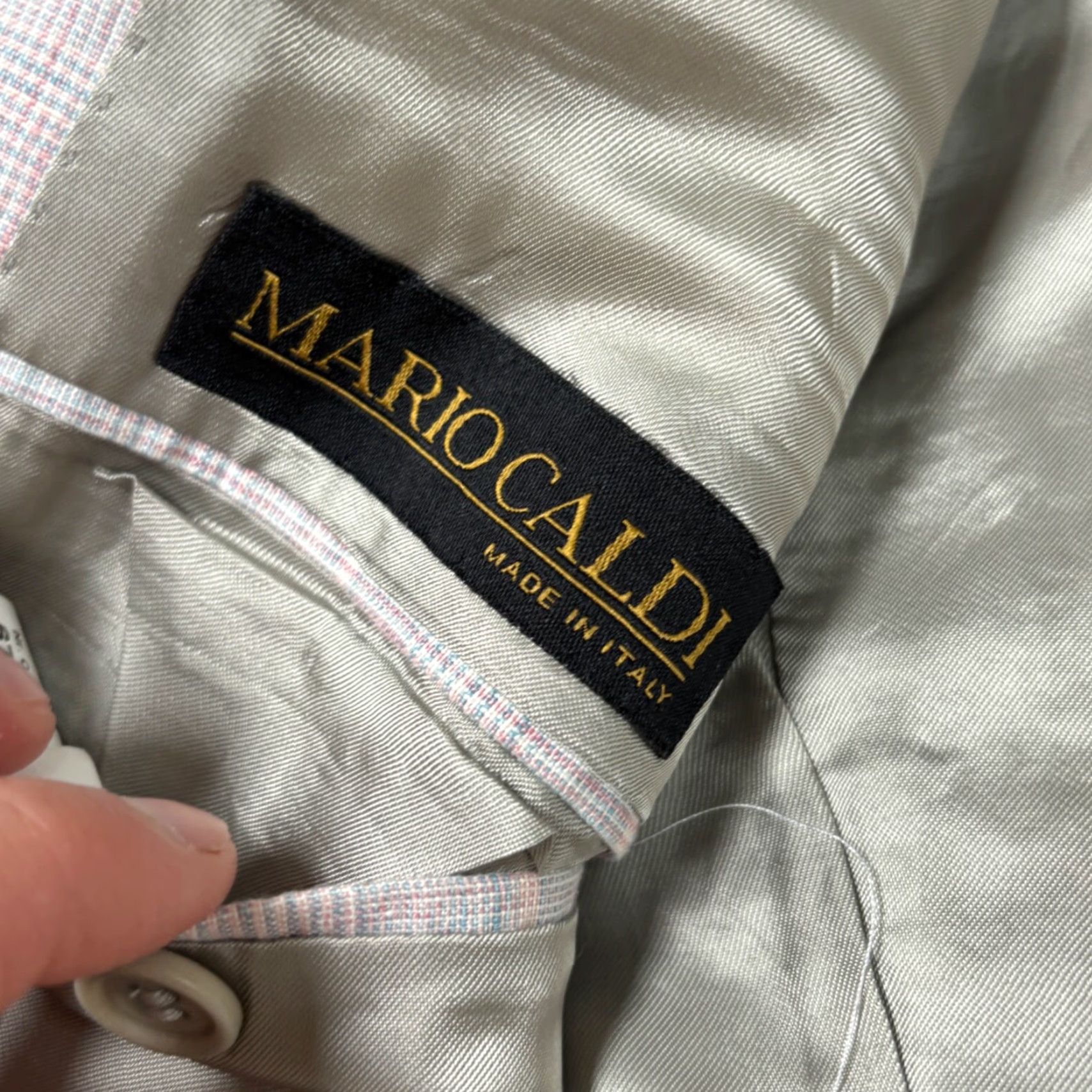 Vintage Mario Caldi Sport Coat Mens 40R Plaid Linen Blazer 3 Button Notch Lapel Double-Vented Blue Pink Blazer Mens Regular Jacket Blazer Vintage: No Size 40R - 6 Thumbnail