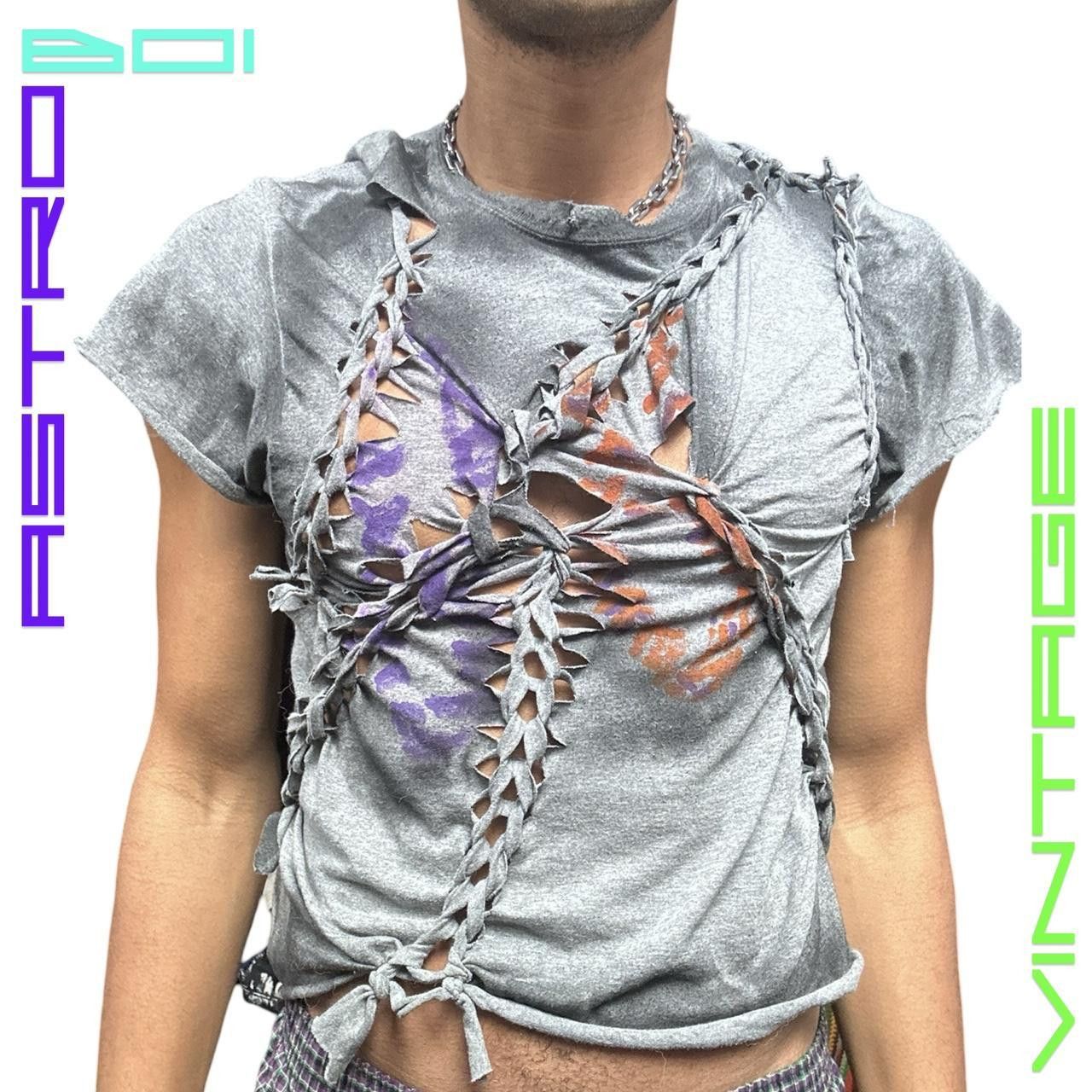 Other ASTROBOI* Abstract Printed Braided Gray T-Shirt - Large Size US L / EU 52-54 / 3 - 2 Thumbnail