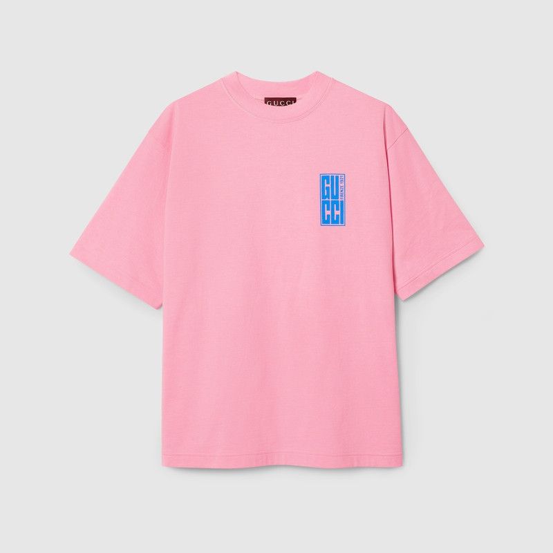 Gucci o1loc1c1225 784361 Printed Cotton Jersey T Shirt in Pink Size US XXS / EU 40 - 1 Thumbnail