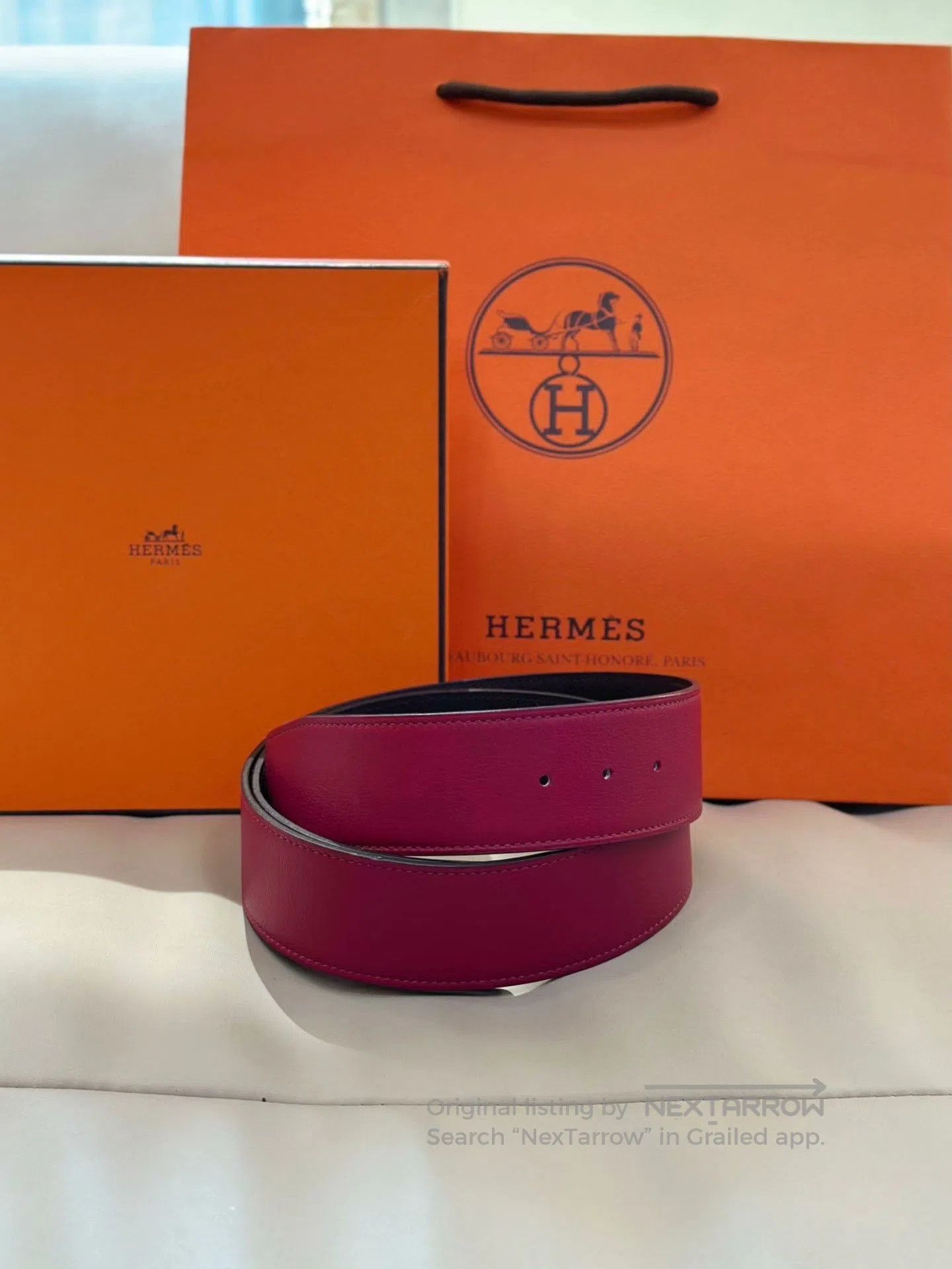 Hermes Hermes Burgundy-Brown Leather Belt. Size ONE SIZE - 3 Thumbnail