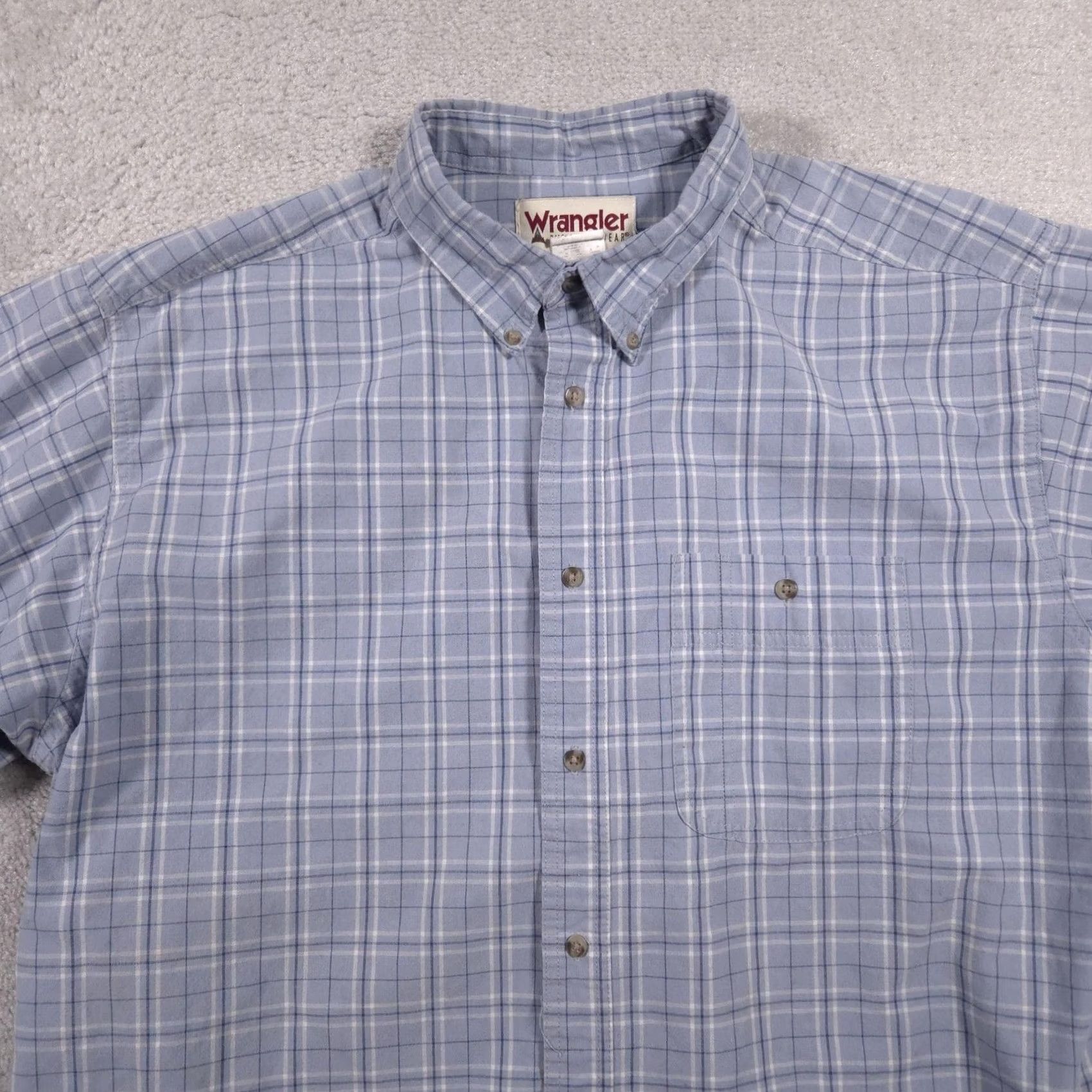 Wrangler VINTAGE Wrangler Shirt Mens 2XL Blue Plaid Button-Down Short Sleeve Rugged Wear Pocket Size US XXL / EU 58 / 5 - 3 Thumbnail