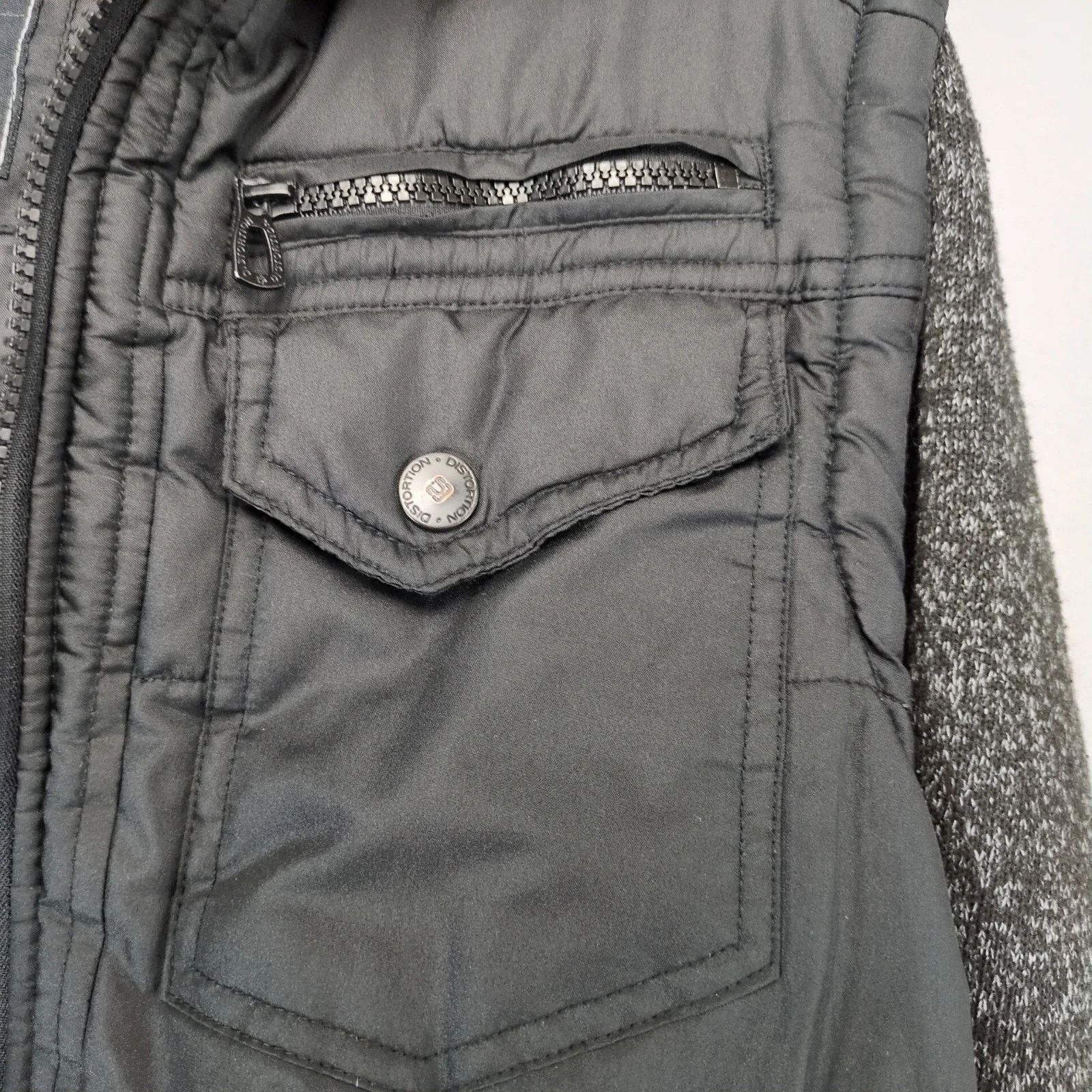 Other Distortion Black Puffer Jacket Men's S Knit Sleeves Full Zip Size US S / EU 44-46 / 1 - 9 Thumbnail