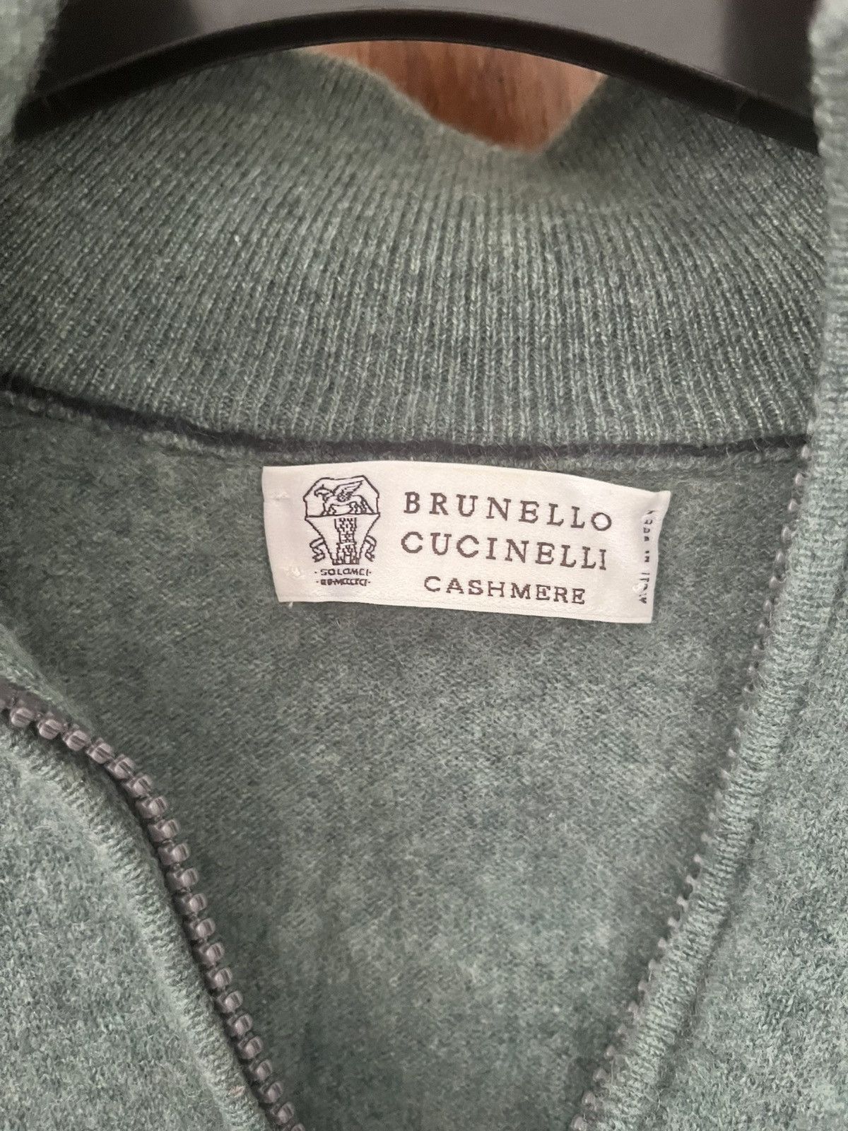 Brunello Cucinelli Brunello Cucinelli green 100% cashmere quarter zip size 48 Size US M / EU 48-50 / 2 - 2 Thumbnail