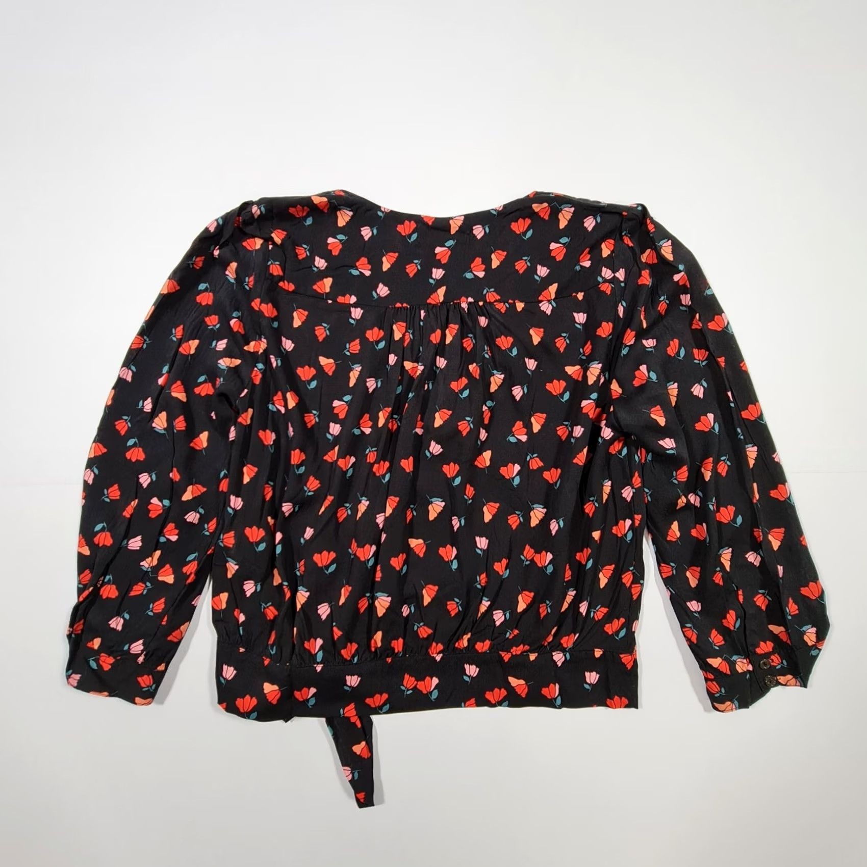 Velvet Velvet by Graham & Spencer Womens Blouse Top Black Small Wrap Floral Long Sleeve V-Neck Size S / US 4 / IT 40 - 7 Thumbnail