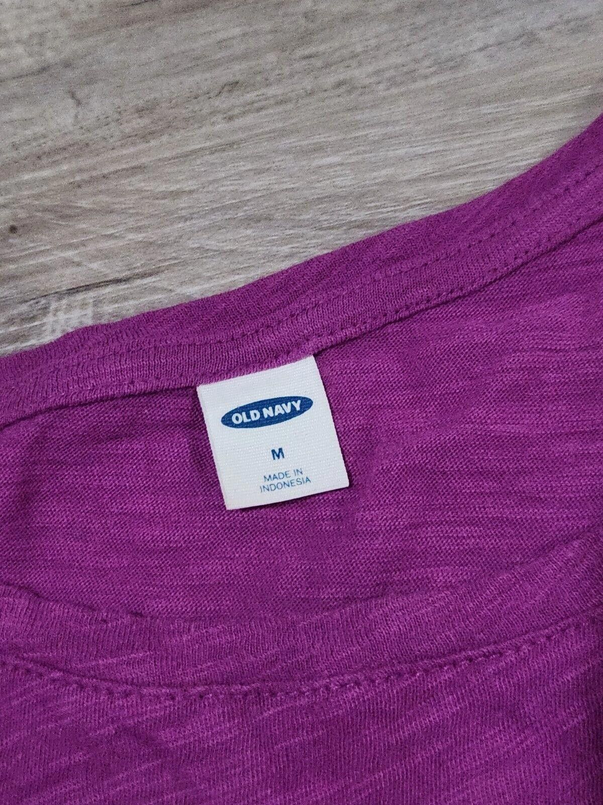 Old Navy Womens Lot Top Medium Purple Black Ruffle Sleeve Peplum Size M / US 6-8 / IT 42-44 - 3 Thumbnail