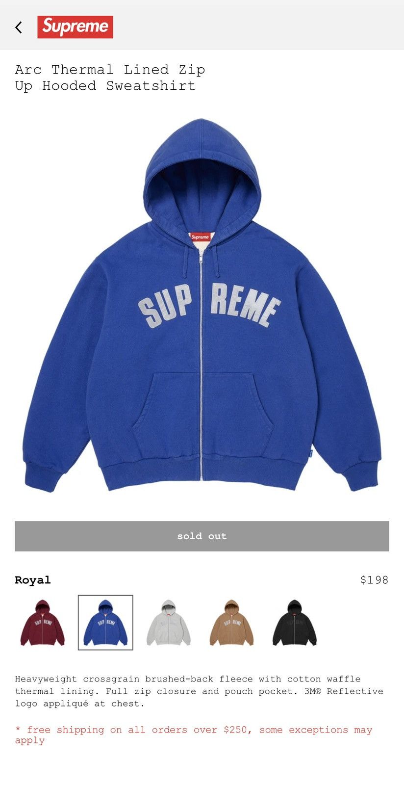 Supreme Supreme Arc Logo Thermal Zip Up Hoodie Navy | Grailed