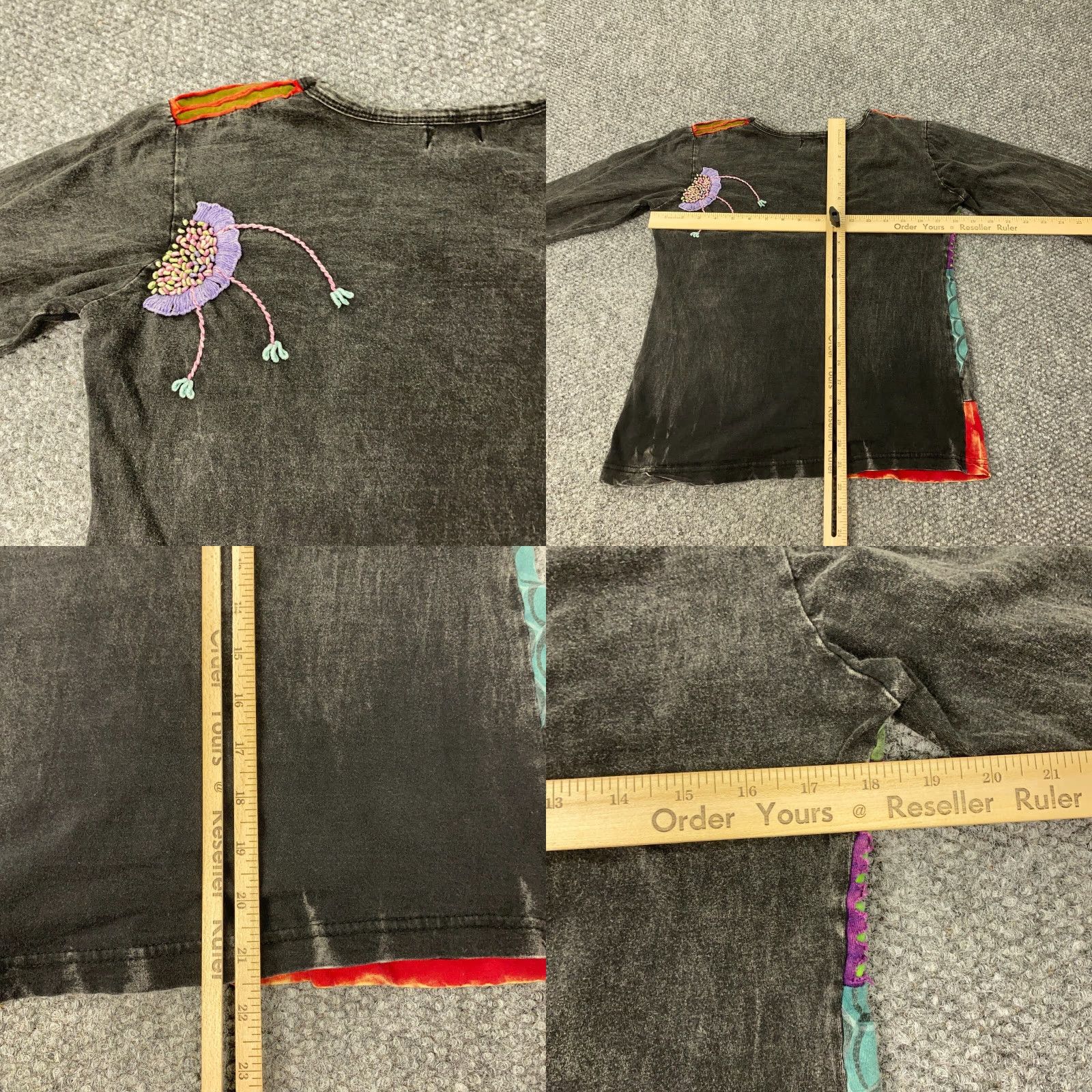 Vintage Rising International Blouse Shirt Womens 3/4 Sleeve Boho Hippie Patchwork Gray Medium Adult M Size M / US 6-8 / IT 42-44 - 8 Thumbnail