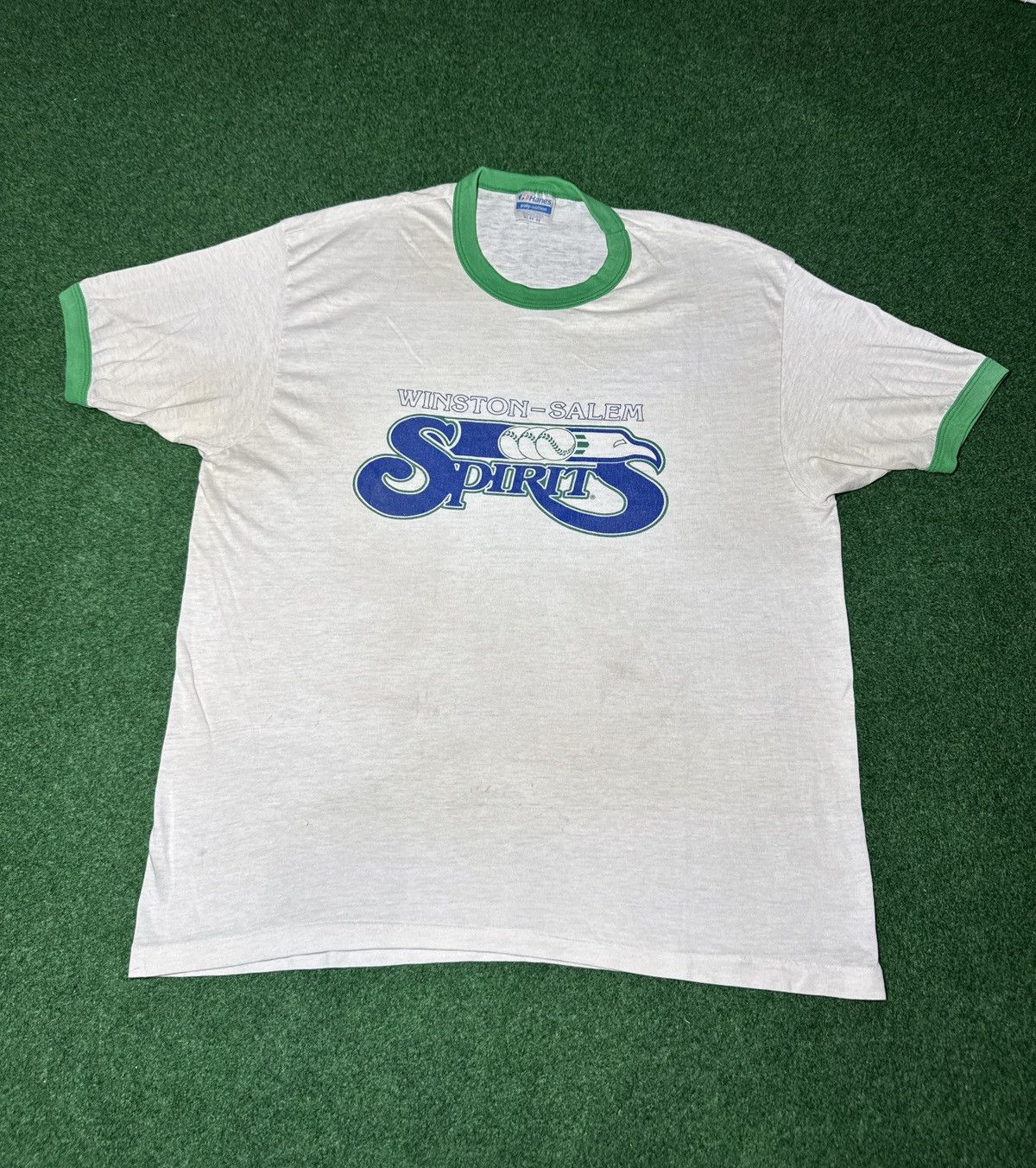 Hanes VTG 80s Winston Salem Spirits MiLB Thin Ringer T Shirt L/XL Size US XL / EU 56 / 4 - 1 Thumbnail