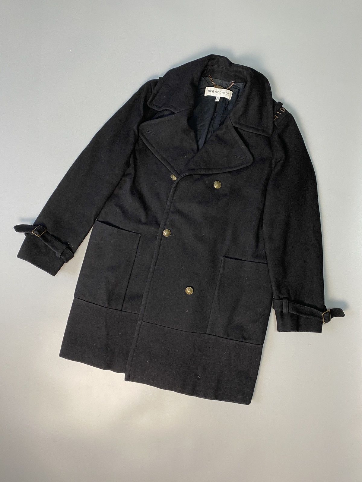 image of Fortino Made In Italy x Vintage See By Chloe Trench Coat Vintage in Black, Men's (Size Medium)