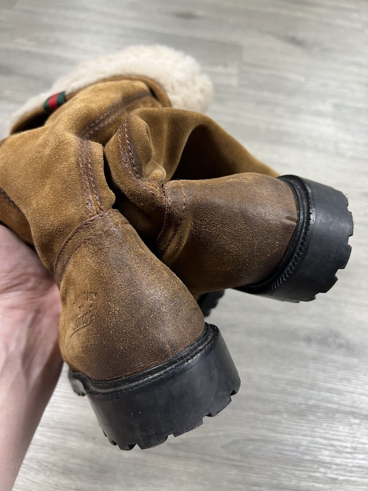 Gucci Gucci Saint Moritz Women Brown Suede Fur Lined Boot Size US 7.5 / IT 37.5 - 17 Thumbnail