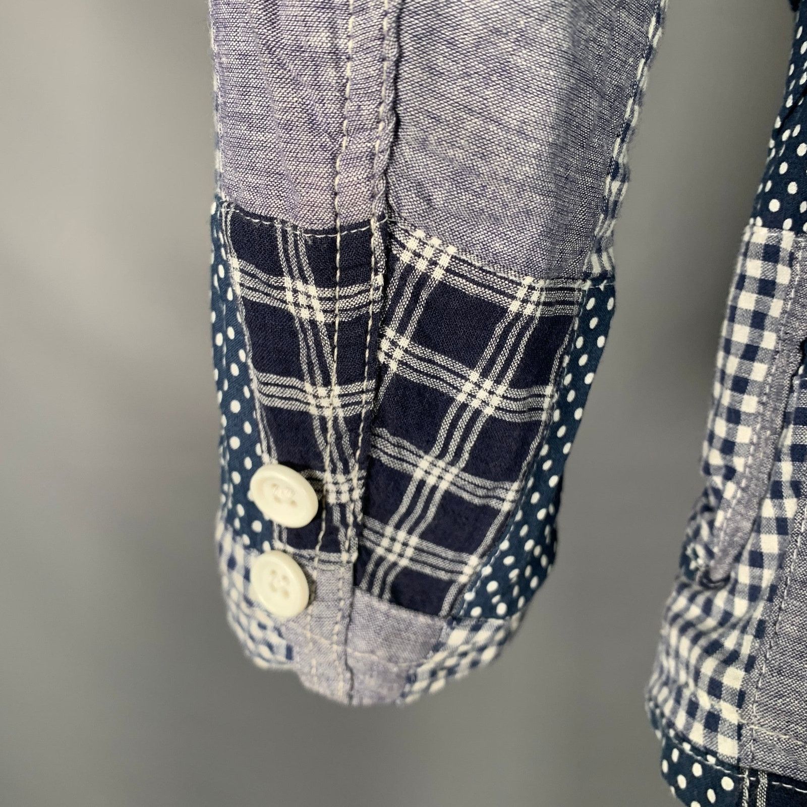 Engineered Garments Size XS Navy White Patchwork Cotton Sport Coat Size 34R - 4 Thumbnail