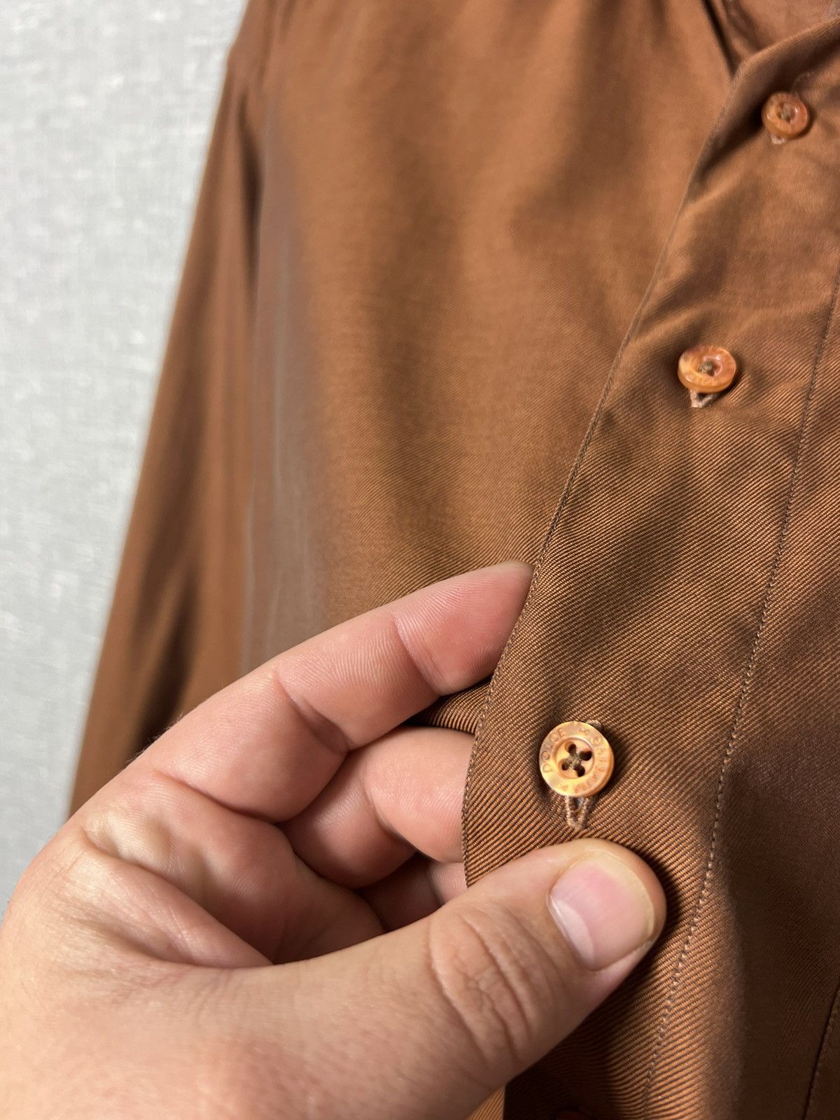 Dolce & Gabbana Dolce & Gabbana Button Up Long Sleeve Shirt Brown Size M Size US M / EU 48-50 / 2 - 8 Thumbnail