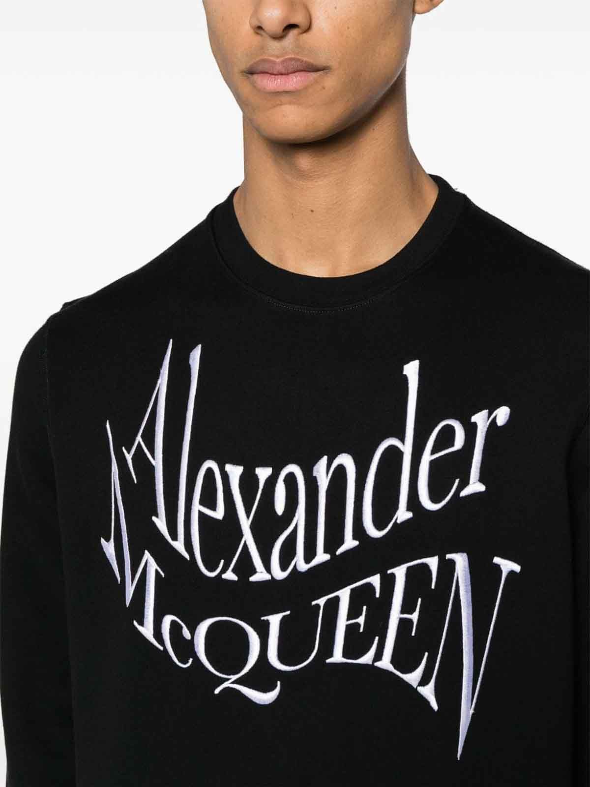 Alexander McQueen o1w1db10725 Warped Logo Sweatshirt in Black Size US XS / EU 42 / 0 - 4 Thumbnail