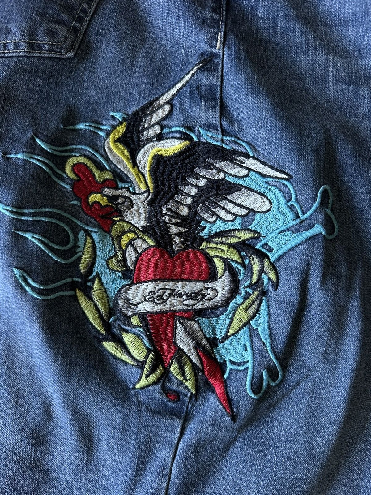 Ed Hardy Ed Hardy Embroidered Baggy Jeans Size US 34 / EU 50 - 4 Thumbnail