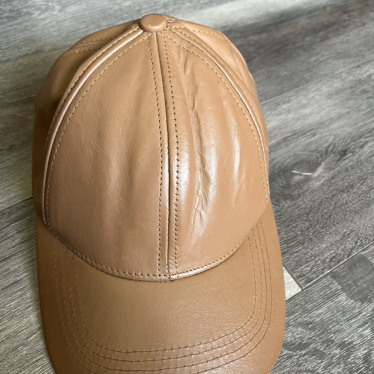 Genuine Leather Vintage 90s Genuine Leather Light Brown Tan Baseball Cap Hat Size ONE SIZE - 5 Thumbnail