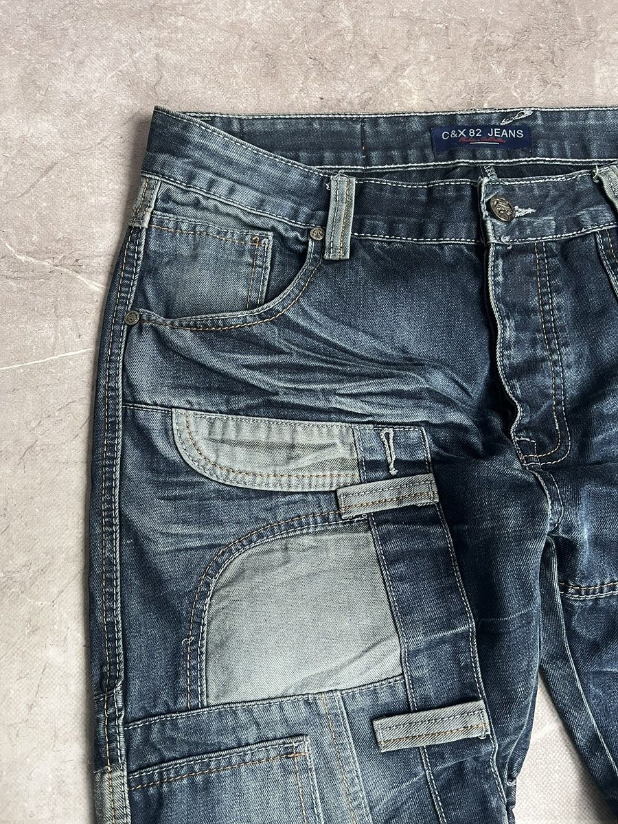 Tornado Mart Rare patchwork denim distressed y2k cargo jeans archive Size US 33 - 5 Thumbnail