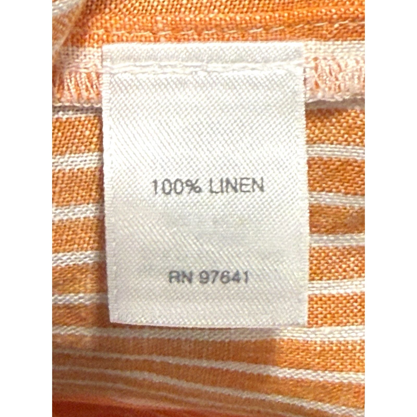 J. Jill J. Jill Shirt Women M Orange Linen Striped Button-Up Long Sleeve Collared Beach Preppy Coastal Womens Size M / US 6-8 / IT 42-44 - 6 Thumbnail