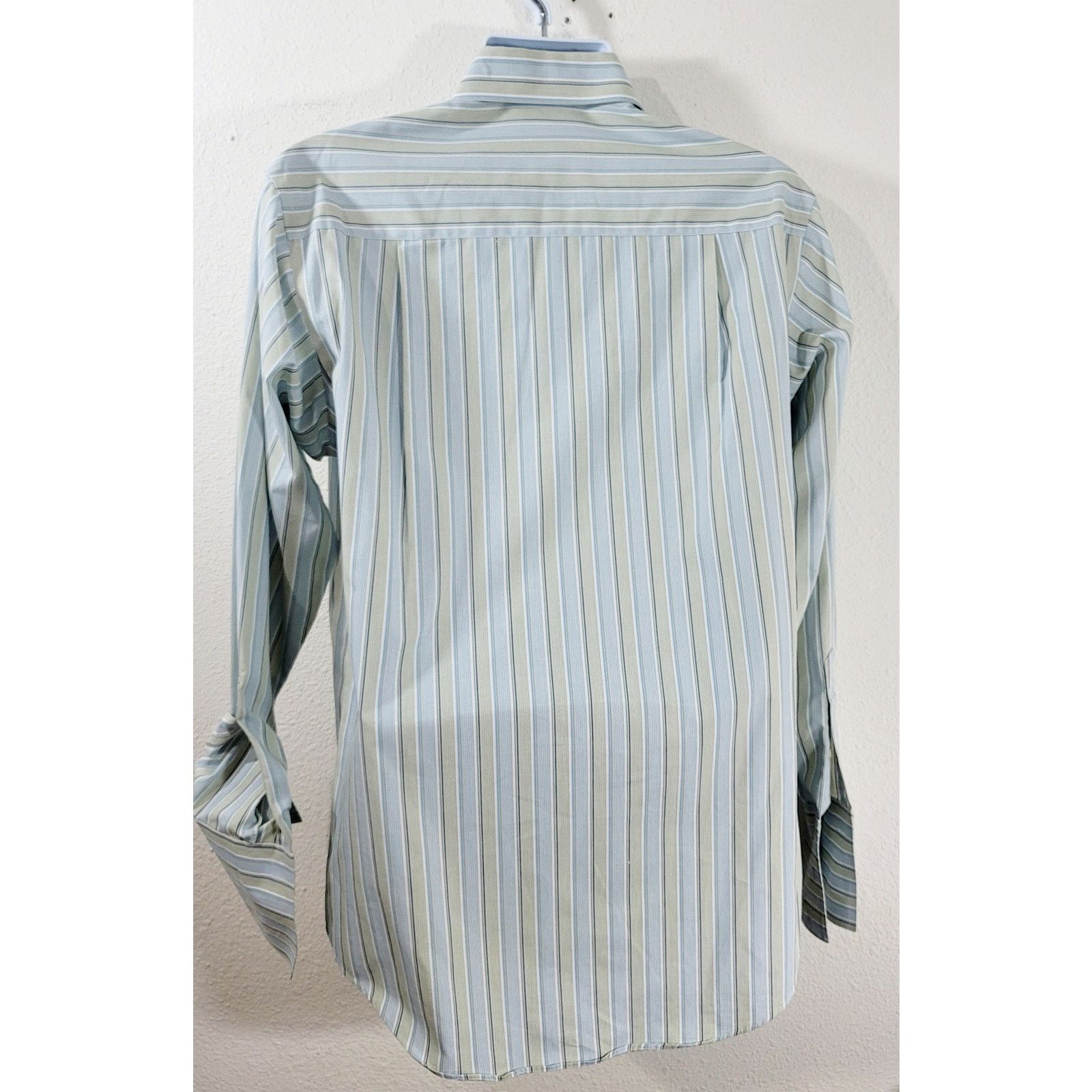 Geoffrey Beene Geoffrey Beene Green Striped Button Shirt Medium 15 15.5 34 Size US M / EU 48-50 / 2 - 2 Thumbnail