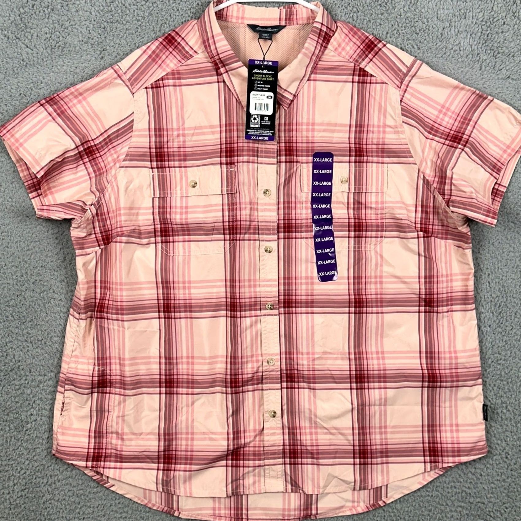 Eddie Bauer Eddie Bauer Pink Plaid Shirt Button-Up Short Sleeve 2XL Men Outdoor Casual Travel Pocketed Nylon Polyester Nylon Breathable Size US XXL / EU 58 / 5 - 2 Thumbnail