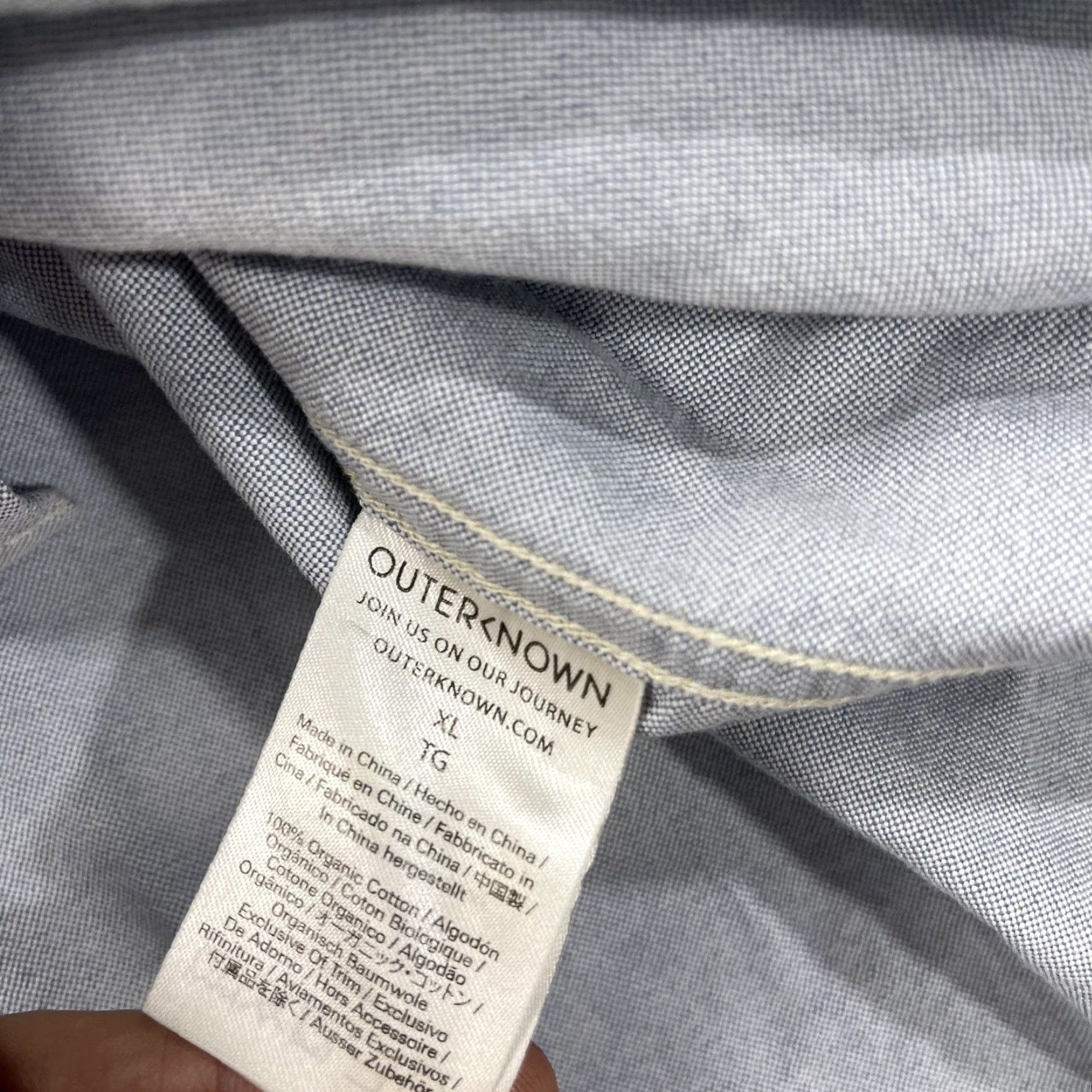 Outerknown Outerknown Shirt Mens XL Blue Chambray Button Down Long Sleeve Organic Cotton Size US XL / EU 56 / 4 - 7 Thumbnail