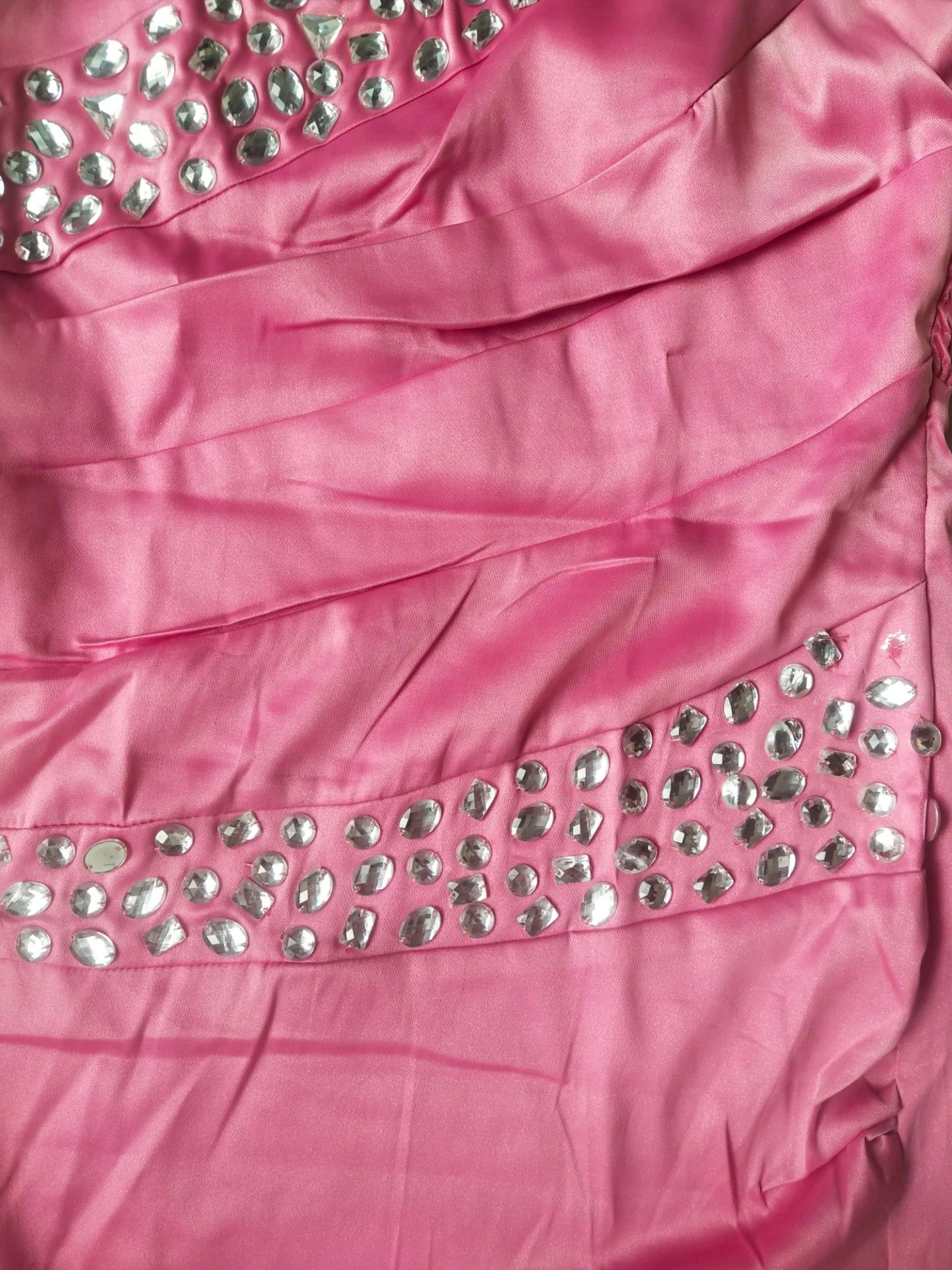 Japanese Brand Victria Pink Rhinestone Party Dress Sphagetti Strap Size XS / US 0-2 / IT 36-38 - 2 Thumbnail