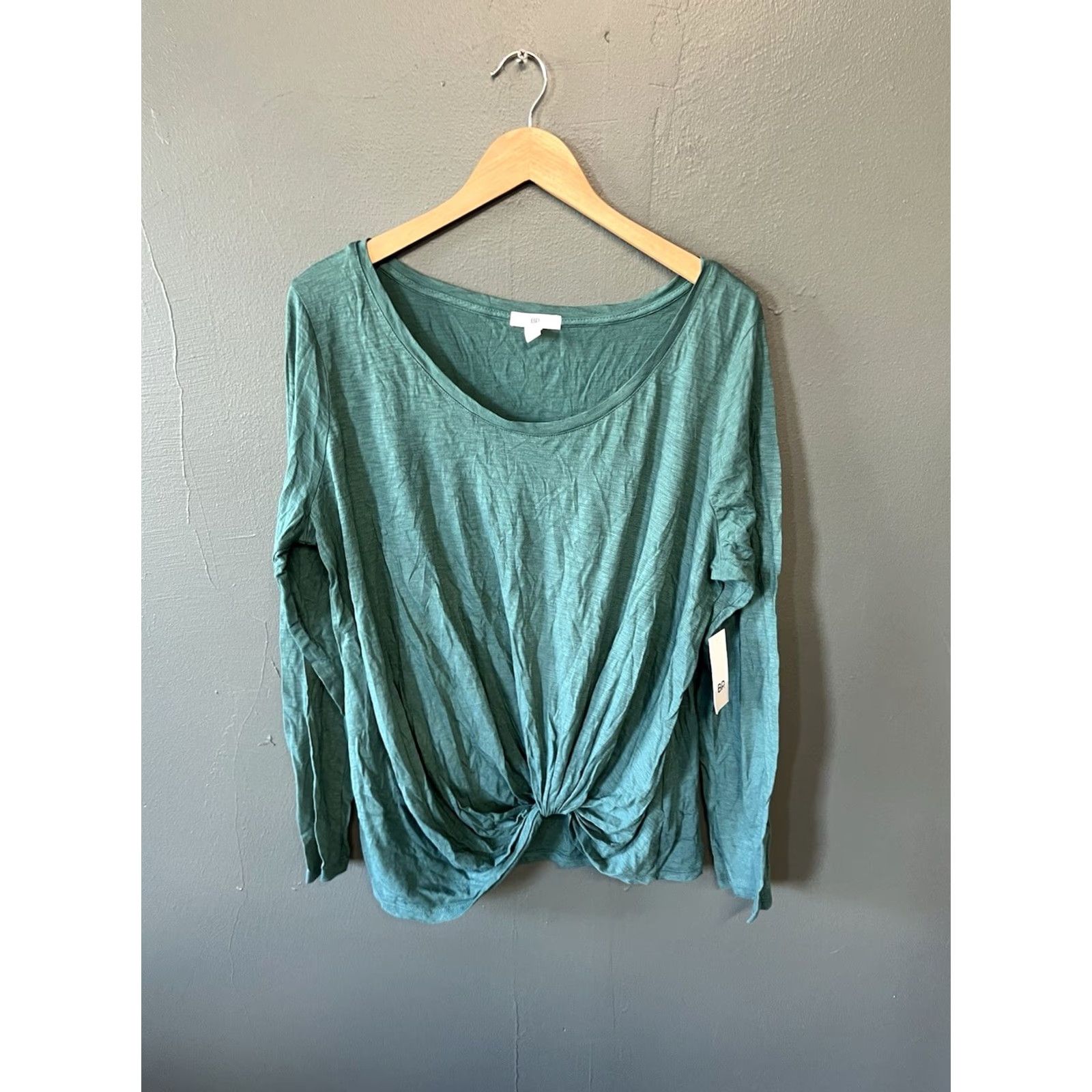 Vintage BP Womens Green Long Sleeve Shirt Round Neck 2XL NWT Blouse Size XXL / US 16-18 / IT 52-54 - 2 Thumbnail