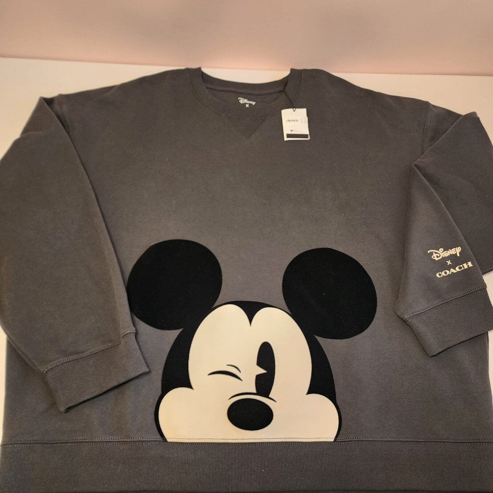 Image of Disney X Coach Ck697 Men's Wink Mickey Mouse Sweatshirt X in Grey (Size 2XL)