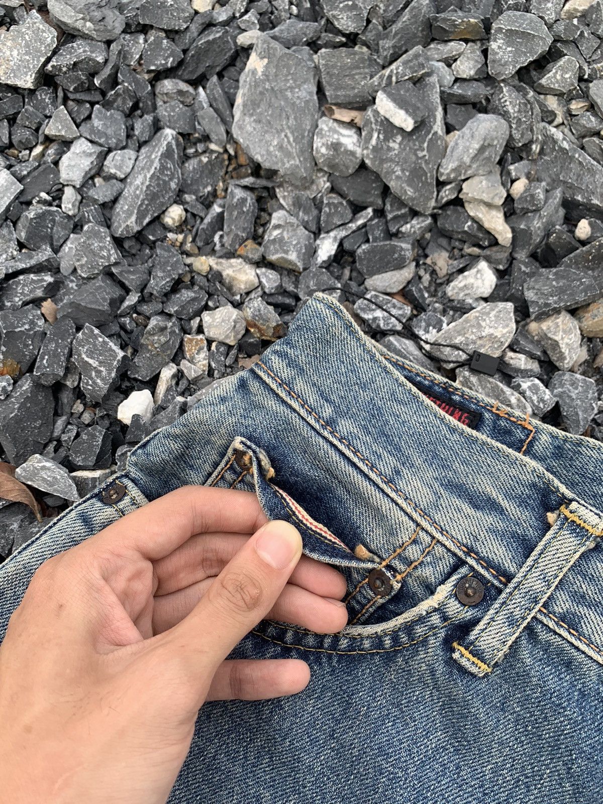 Kapital VINTAGE SOMETHING EDWIN 505Z SELVEDGE BAGGY DISTRESSED DENIM Size US 28 / EU 44 - 11 Thumbnail