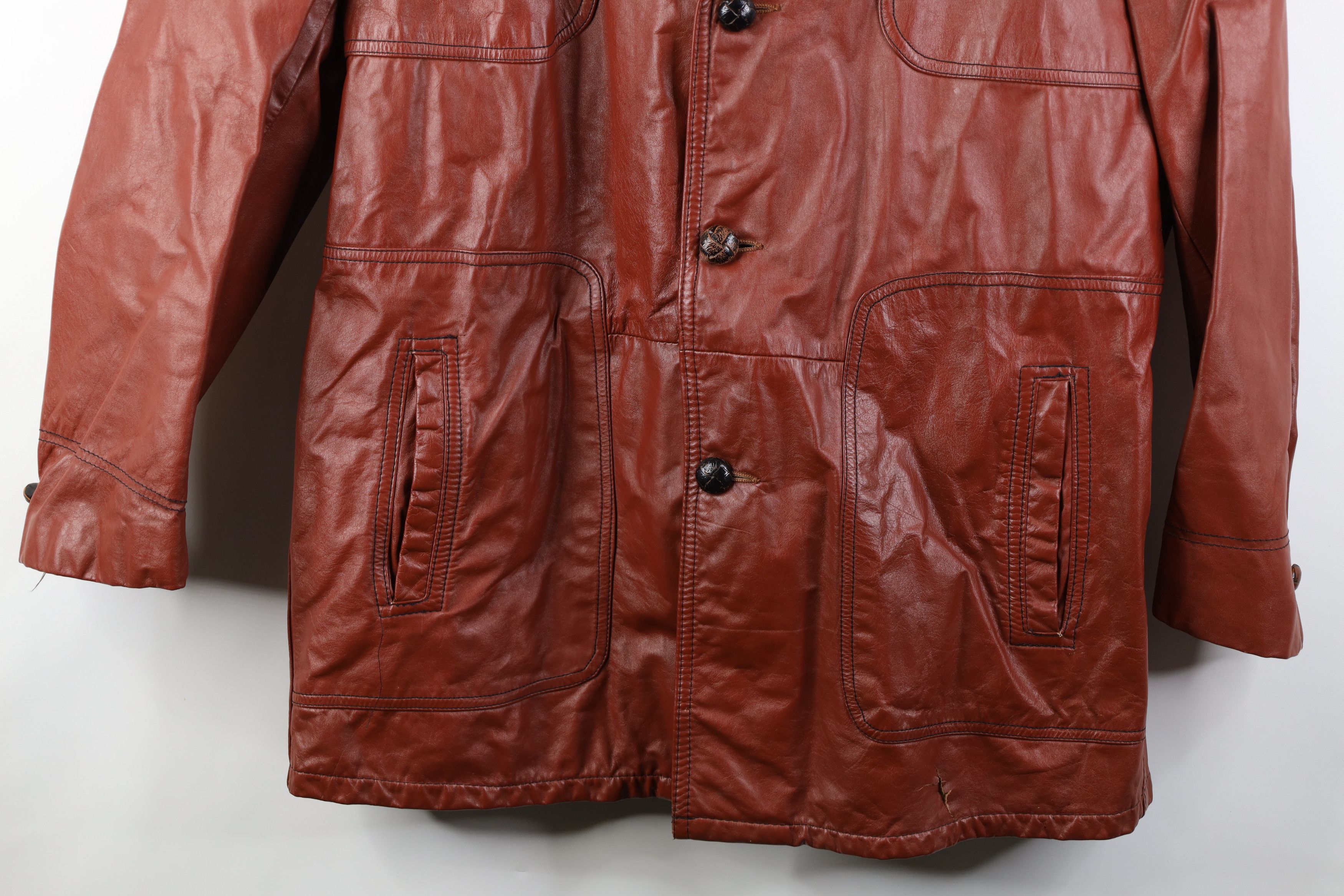 Vintage Vintage 70s Streetwear Fleece Lined Leather Western Jacket Size US XXL / EU 58 / 5 - 3 Thumbnail