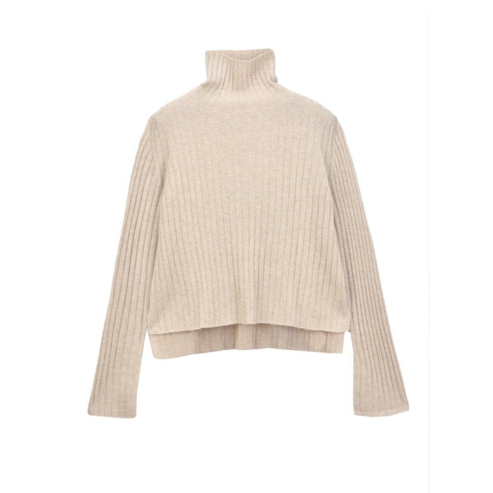 Other Purecashmere NYC Turtleneck Rib Sweater Oatmeal Cashmere Si Size S / US 4 / IT 40 - 2 Thumbnail