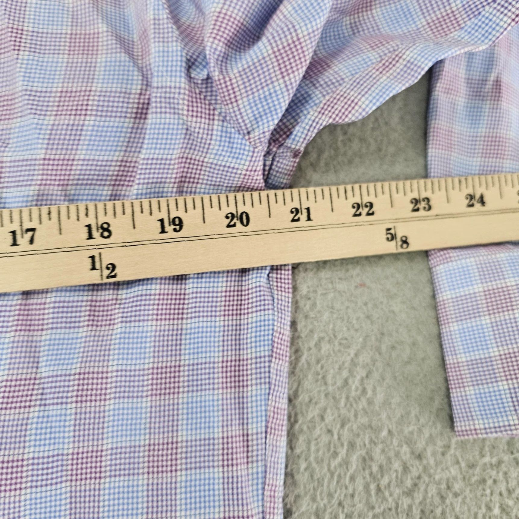 Hugo Boss BOSS Hugo Boss Dress Shirt Mens 16 34/35 Blue Purple Plaid Sharp Fit Long Sleeve Shirt Size 42R - 7 Thumbnail
