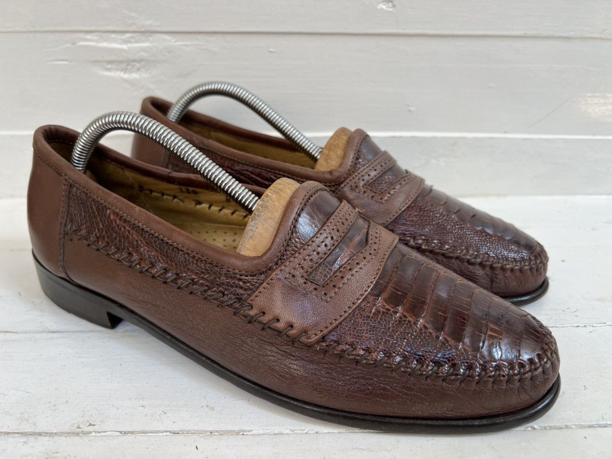 Zelli Zelli Genuine Ostrich Brown Leather Milano Penny Loafer Size US 8.5 / EU 41-42 - 3 Thumbnail