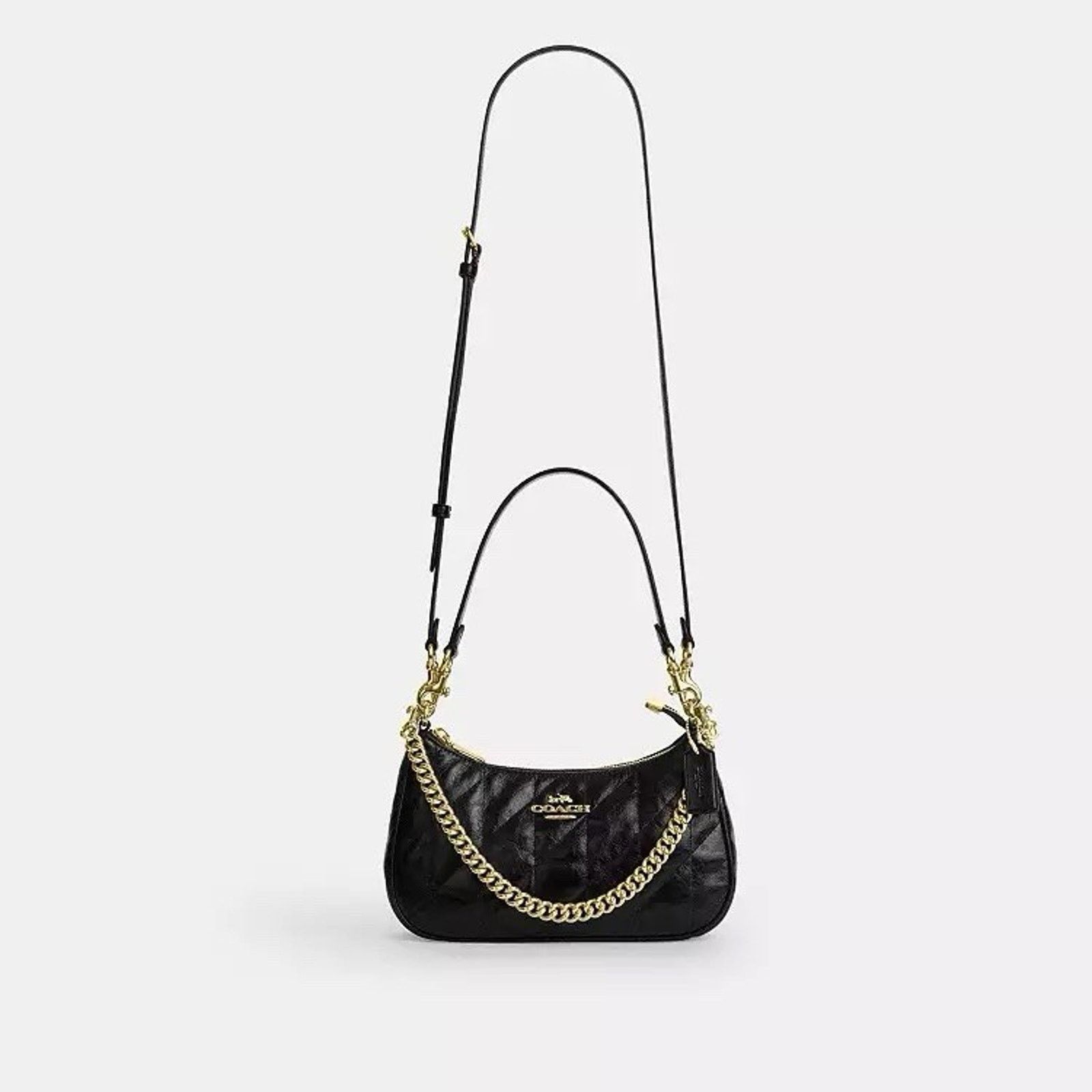 Coach NWT Coach CDY83 Teri Shoulder Bag Gold/Black Crinkle leather Size ONE SIZE - 15 Thumbnail