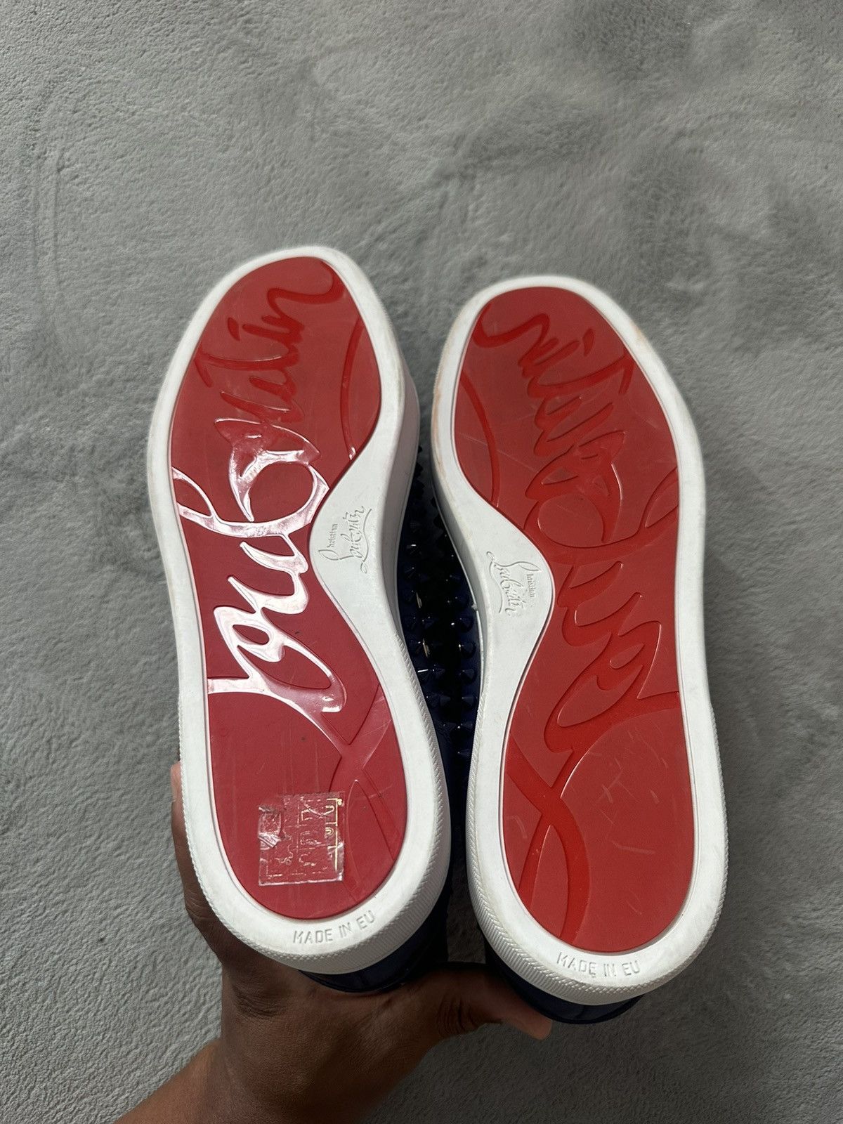 Christian Louboutin Christian Louboutin Navy Blue Spike Sneakers Size US 11.5 / EU 44-45 - 7 Thumbnail