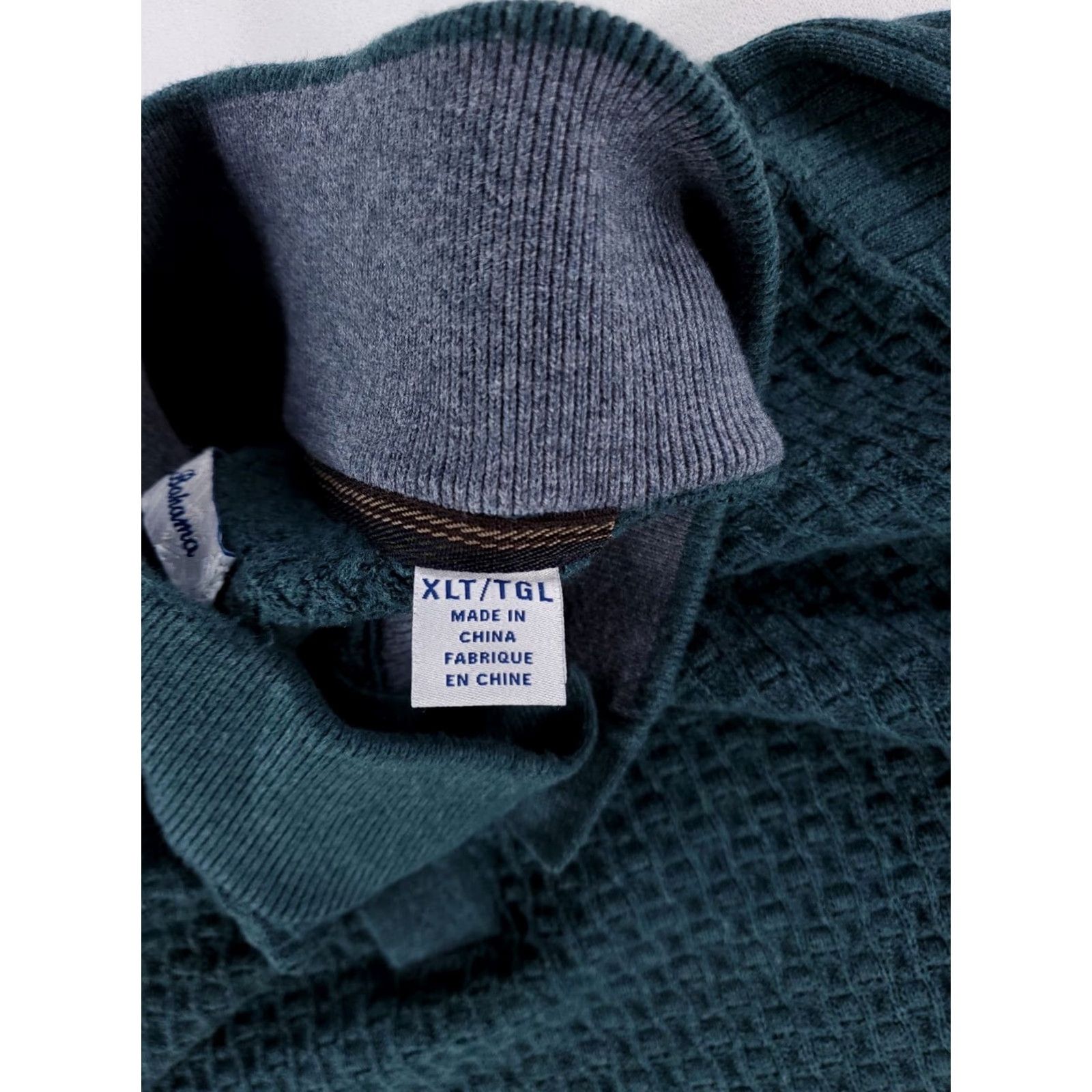 Tommy Bahama Tommy Bahama Sweater Henley Pullover Waffle-Knit 4 Button Green XL Mens Size US XL / EU 56 / 4 - 2 Thumbnail