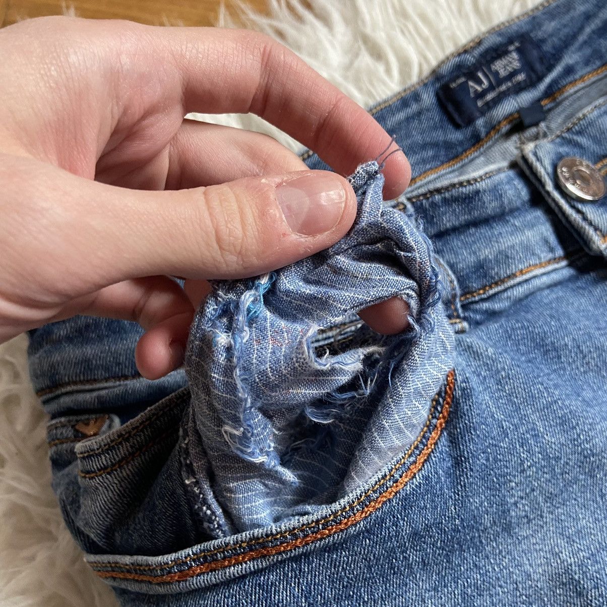 Armani × Giorgio Armani × Vintage 📌 Vintage Armani Jeans 00s Denim Metal Logo Y2k Size US 32 / EU 48 - 10 Thumbnail
