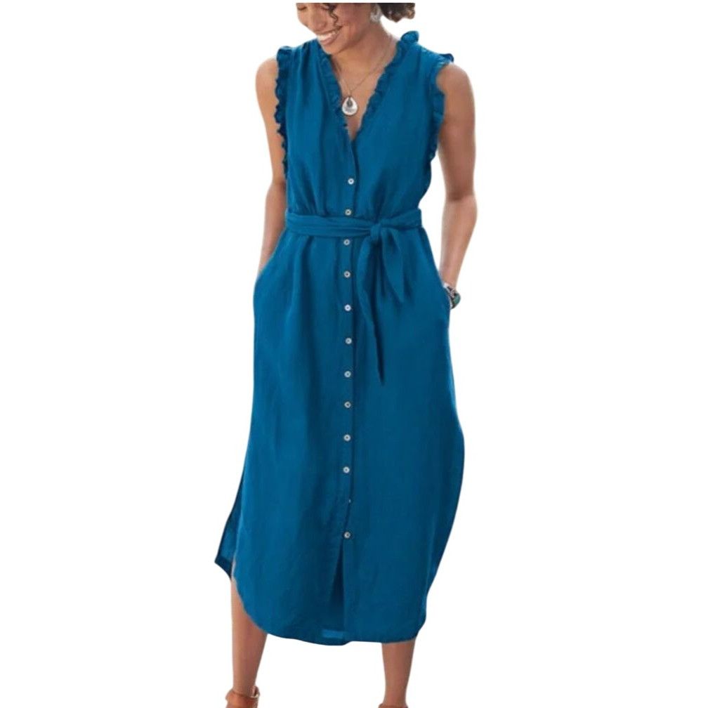 Designer NWT Sundance Catalog Antoniette Linen Dress Pink XS MSRP$148 Size XS / US 0-2 / IT 36-38 - 7 Thumbnail